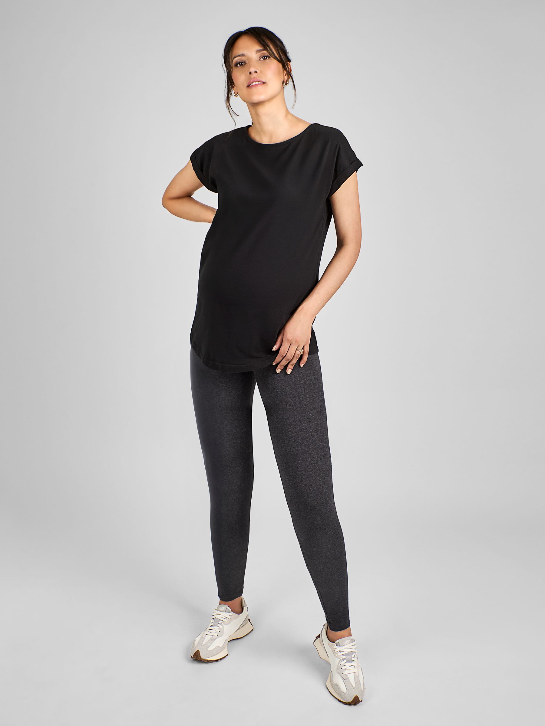 Charcoal Grey Cotton Rich Maternity Leggings - Image 3 of 5