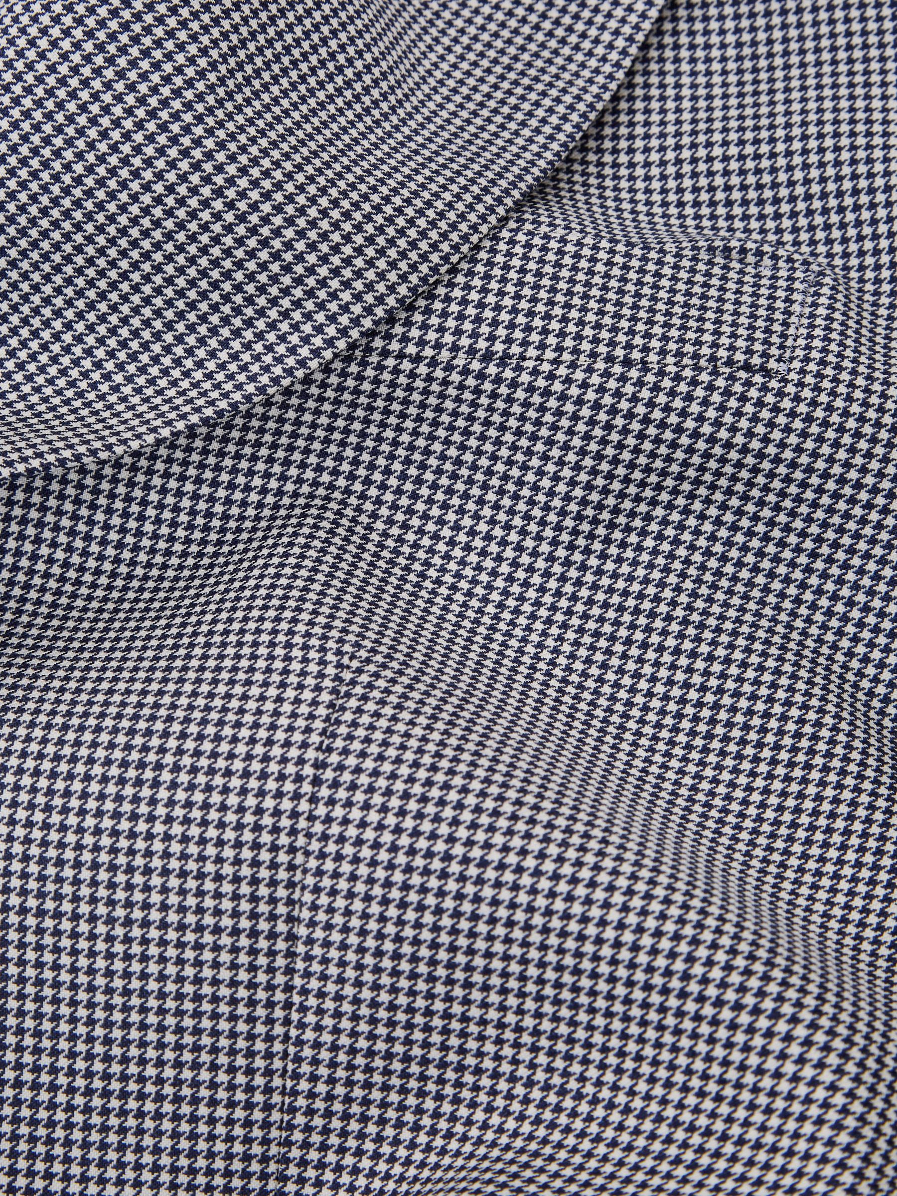 Single Breasted Slim Fit Micro Puppytooth Blazer in Navy/White - Image 7 of 8
