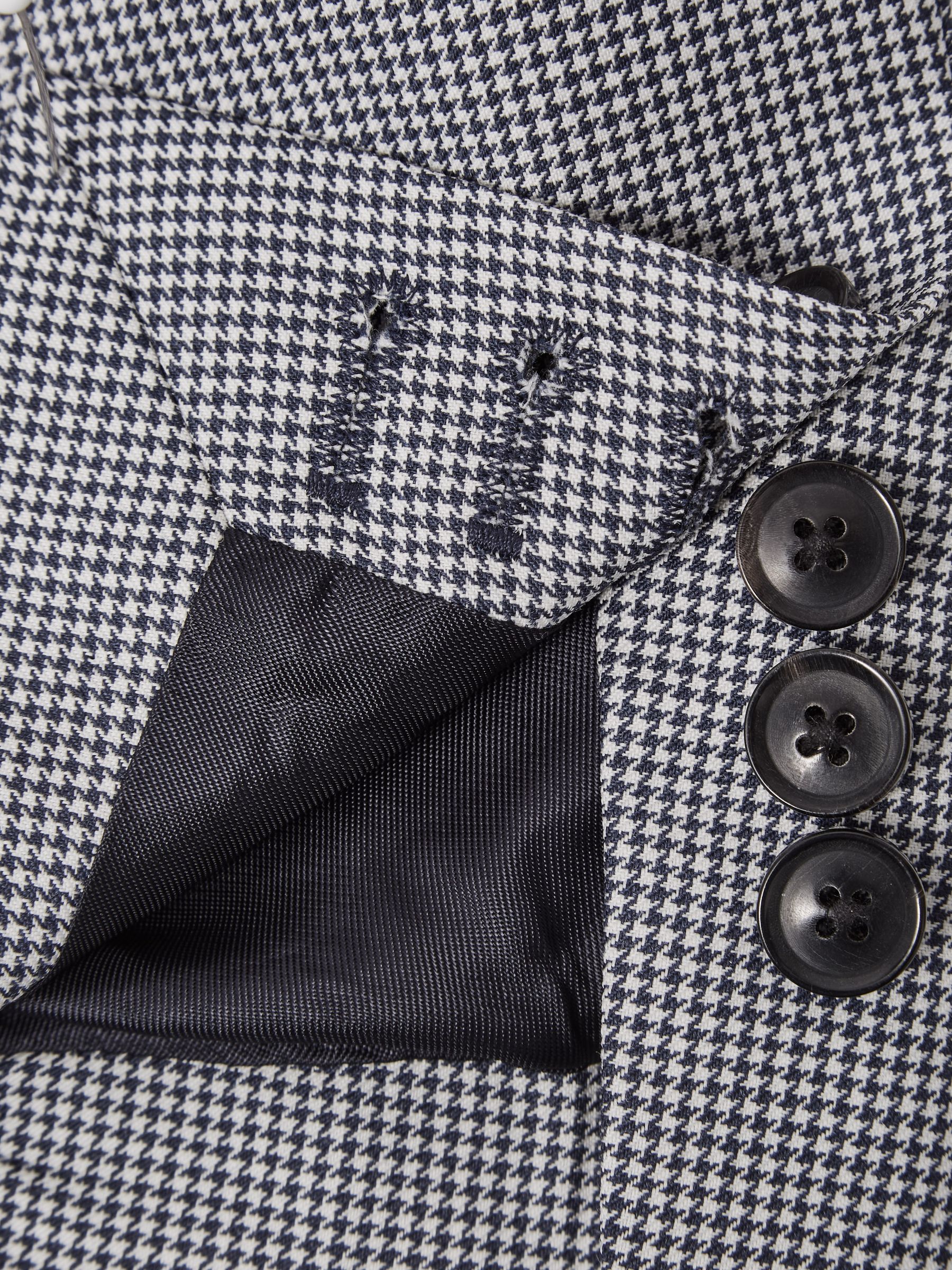 Single Breasted Slim Fit Micro Puppytooth Blazer in Navy/White - Image 8 of 8