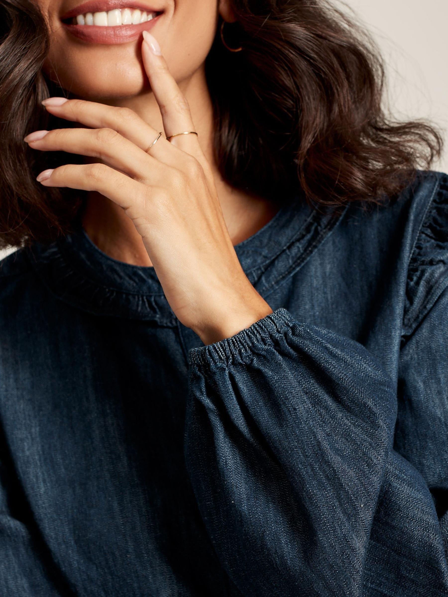 Remi Blue Frill Shoulder Chambray Blouse - Image 4 of 6
