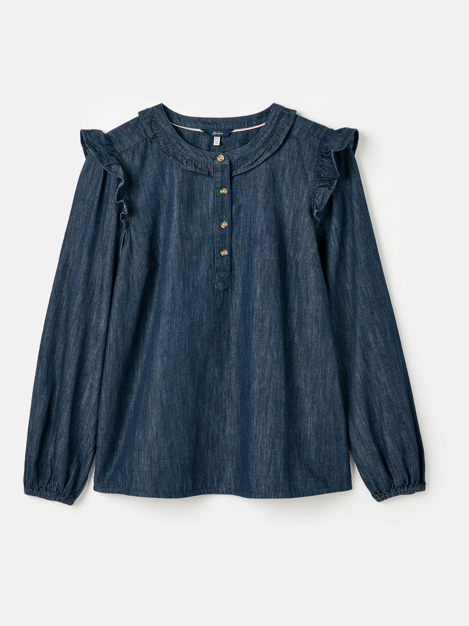 Remi Blue Frill Shoulder Chambray Blouse - Image 6 of 6