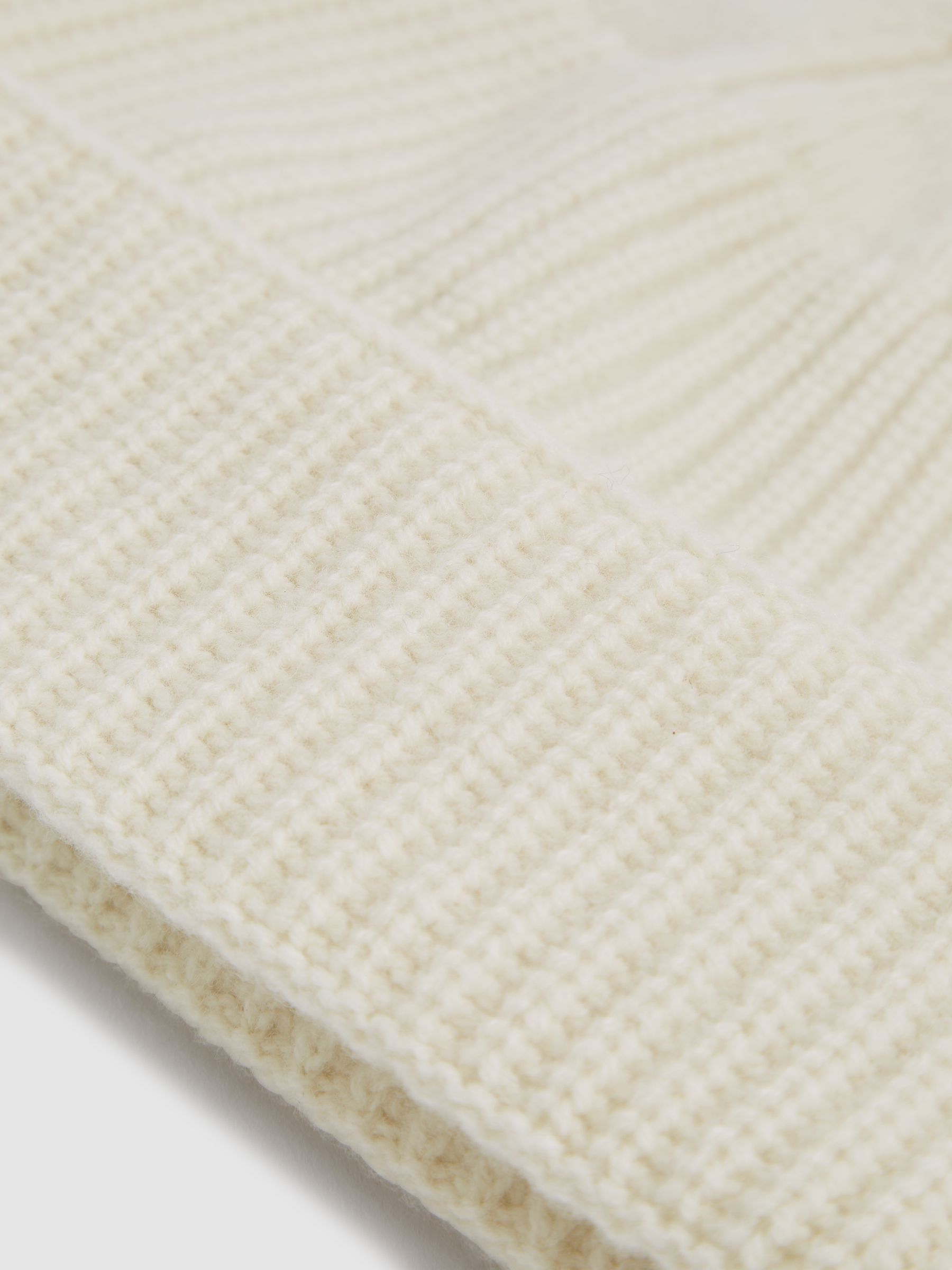 Rib-Knitted Wool Beanie in Off White - Image 4 of 4