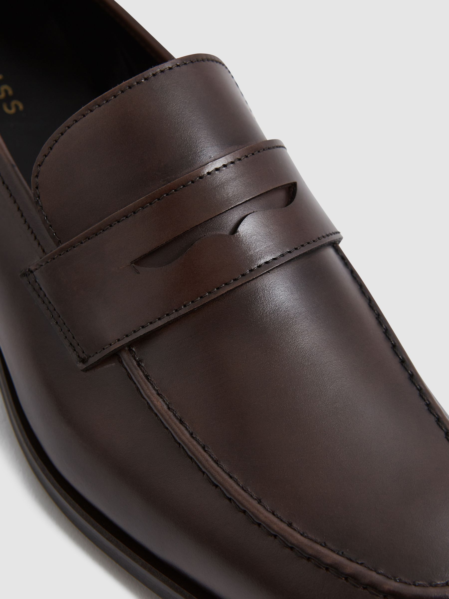 Leather Saddle Loafers in Brown - Image 5 of 6