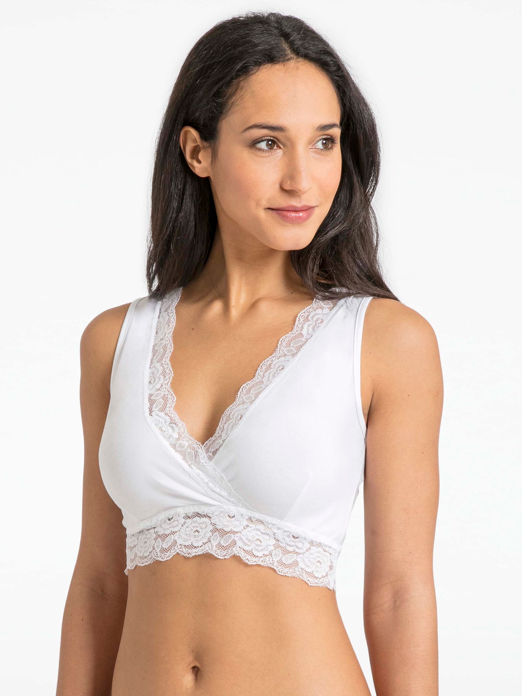 White Lace Trim Maternity & Nursing Sleep Bras - Image 2 of 3