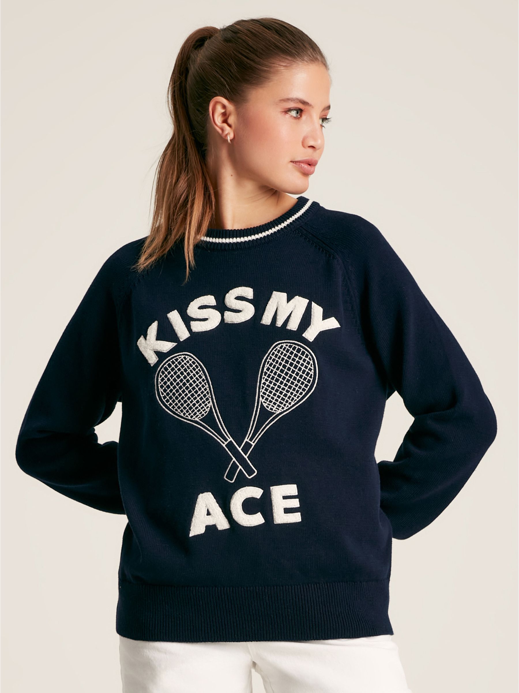 Break Point Navy blue Knitted Tennis Jumper - Image 4 of 7
