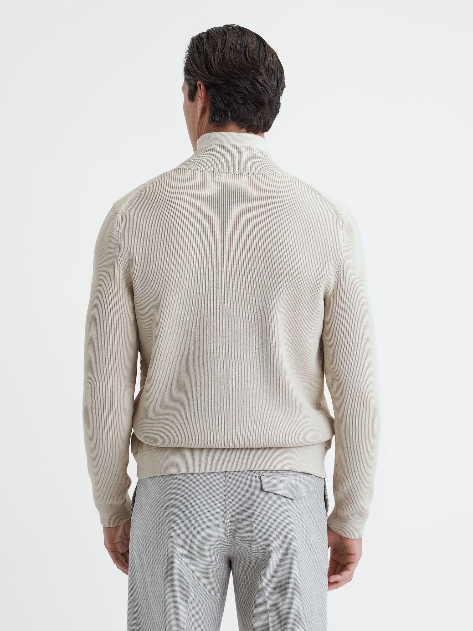 Hybrid Zip-Through Quilted jacket in Stone - Image 5 of 5