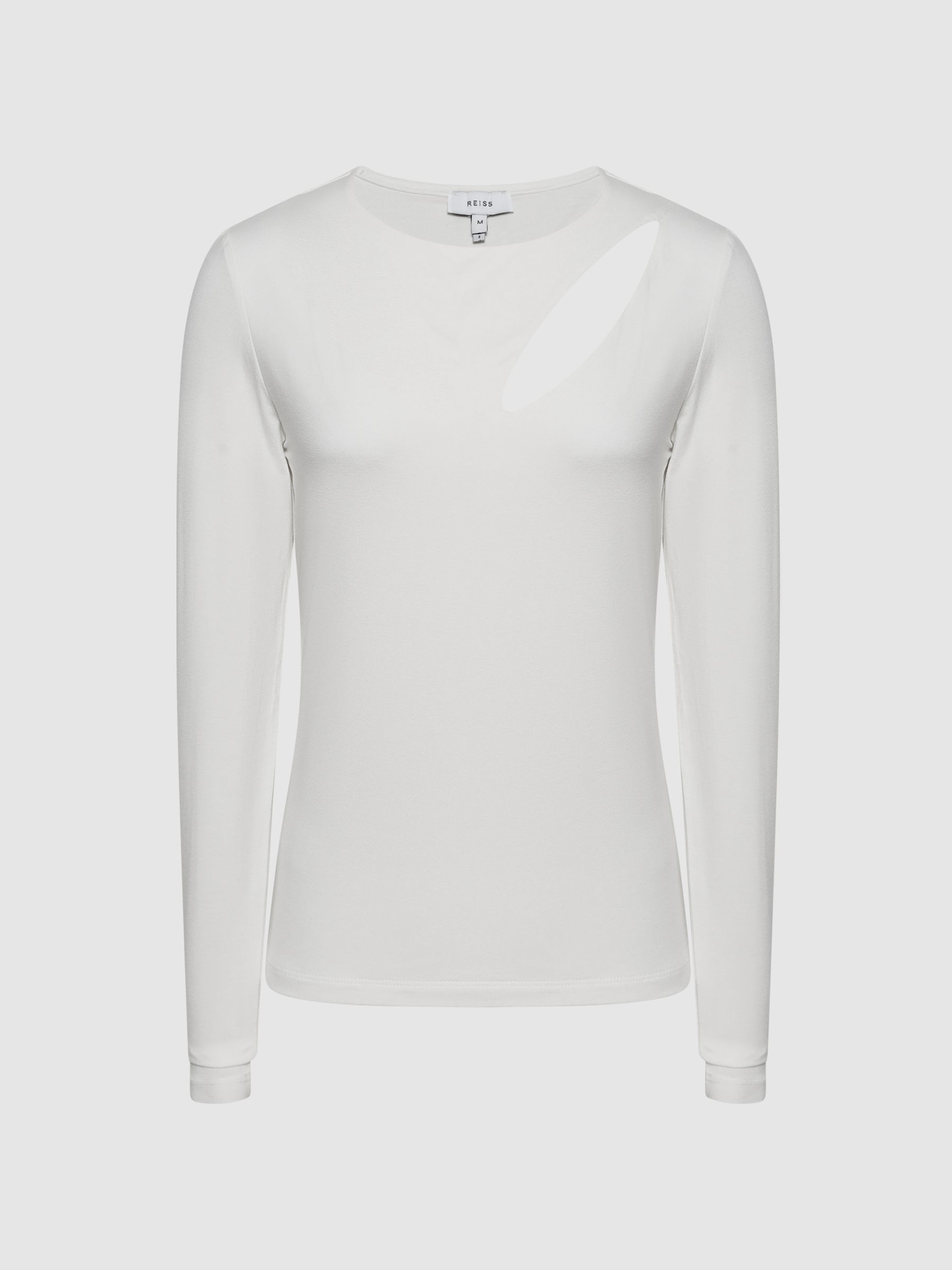 Cut-Out Long Sleeve Top in Cream - Image 2 of 7