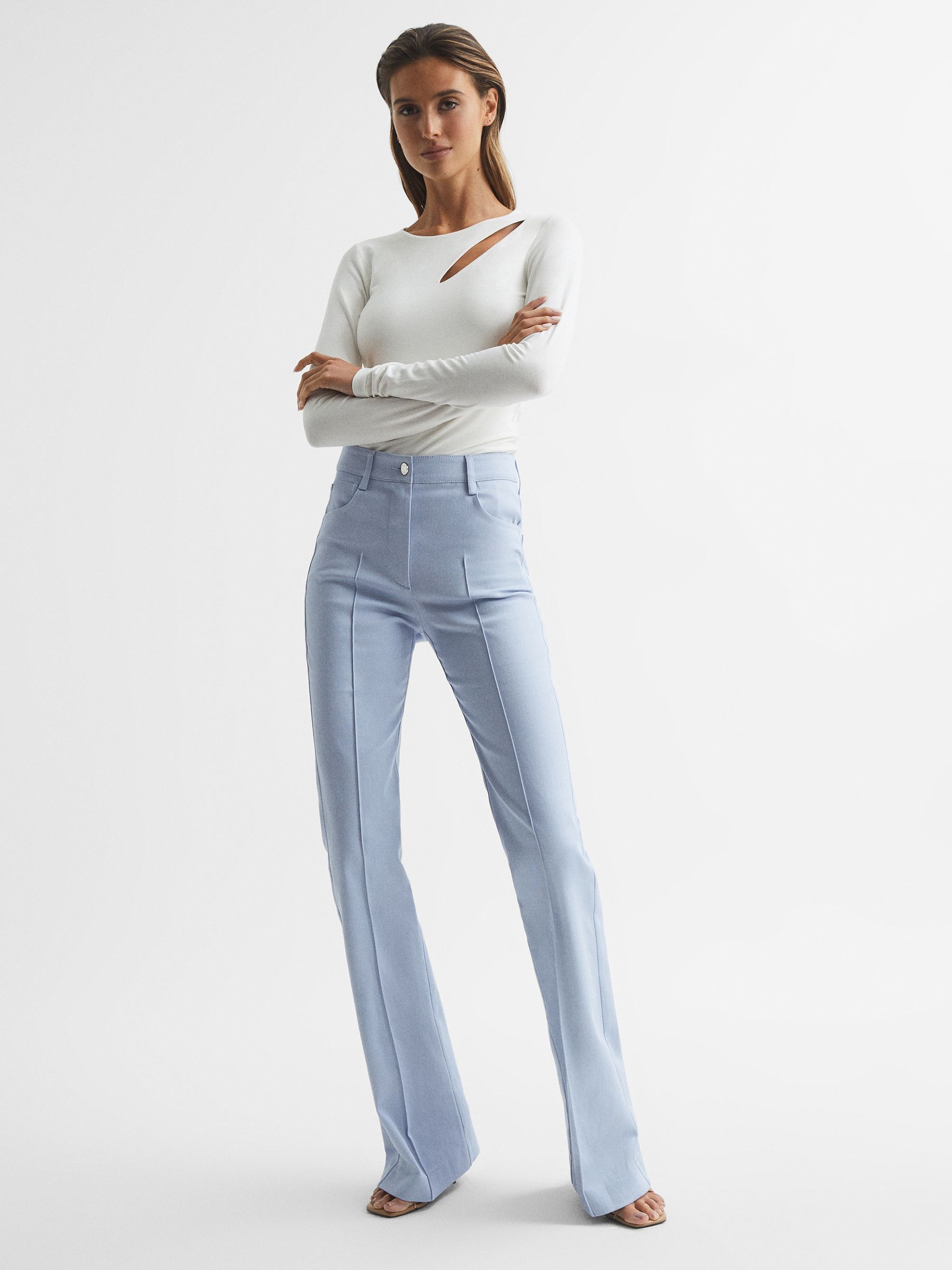 Cut-Out Long Sleeve Top in Cream - Image 3 of 7