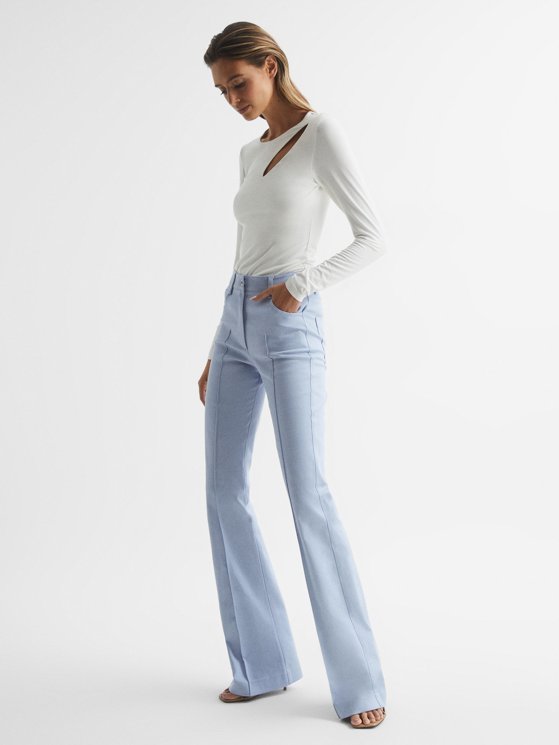 Cut-Out Long Sleeve Top in Cream - Image 6 of 7