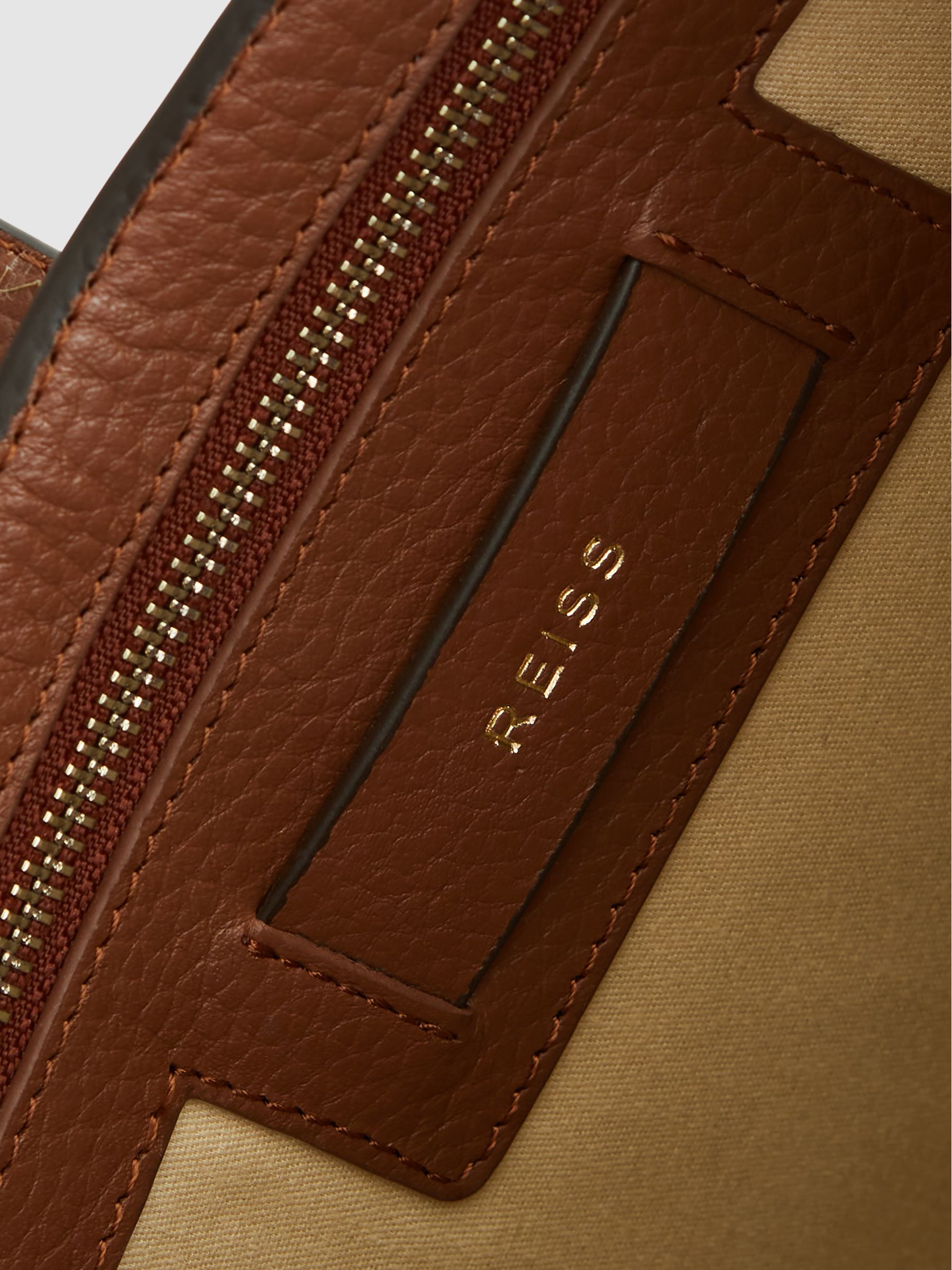 Leather Shoulder Bag in Tan - Image 6 of 7