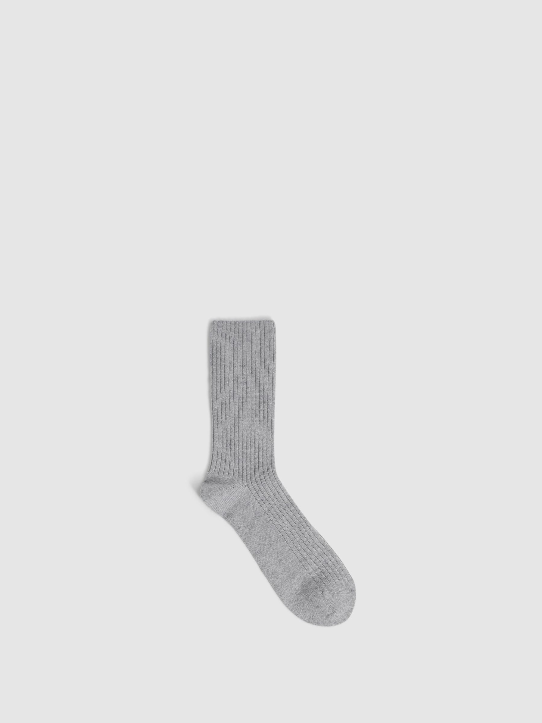 Wool Cashmere Blend Socks in Grey Melange - Image 2 of 3