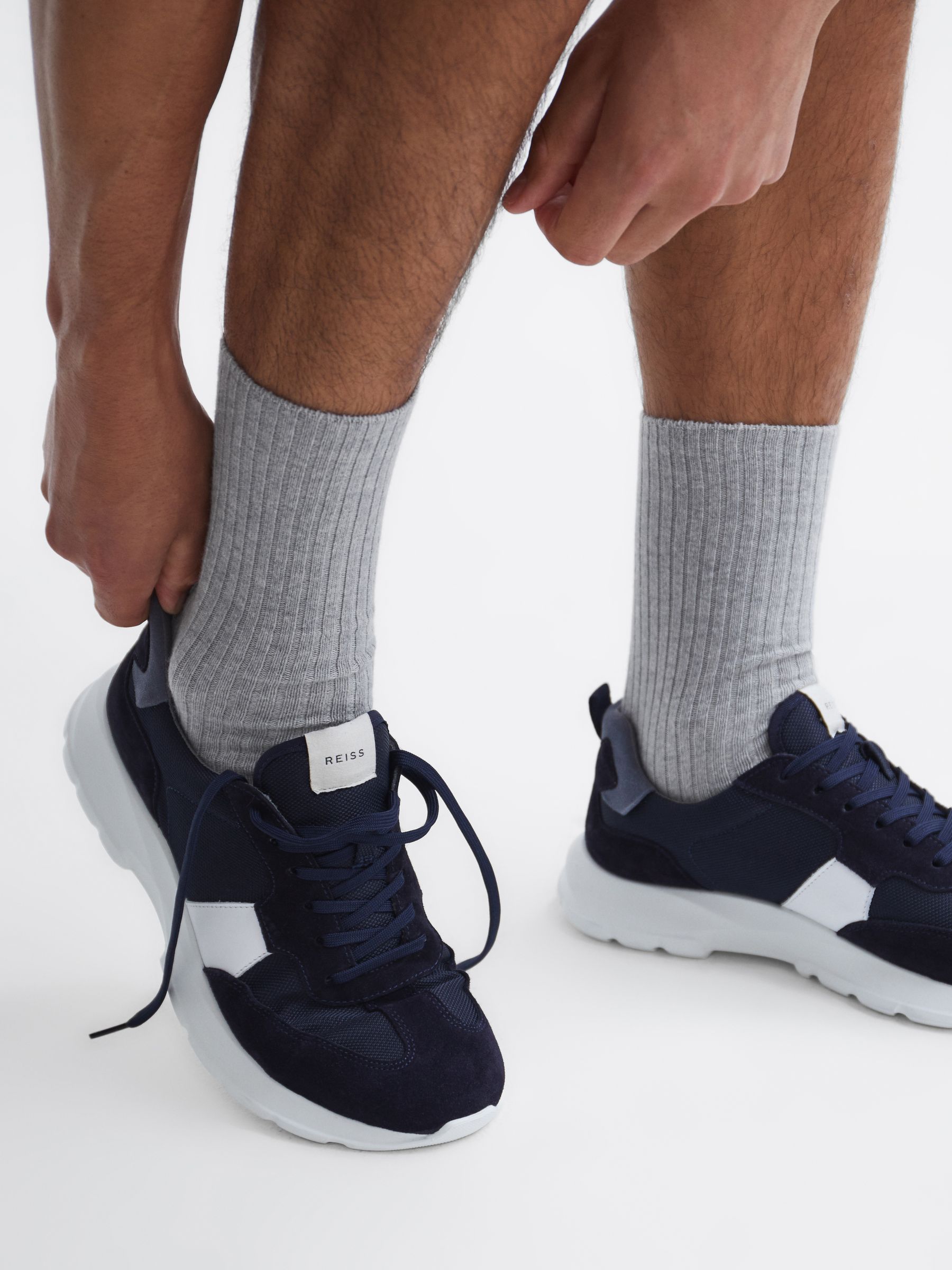 Wool Cashmere Blend Socks in Grey Melange - Image 3 of 3