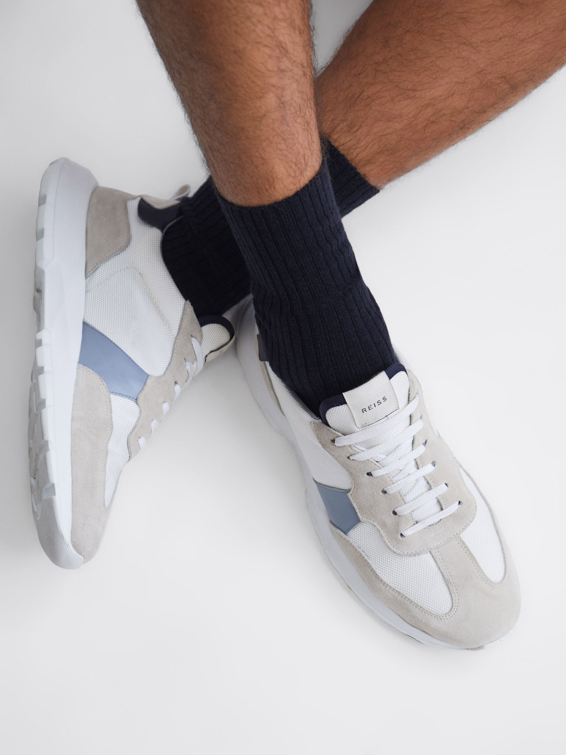 Wool Cashmere Blend Socks in Navy - Image 3 of 3