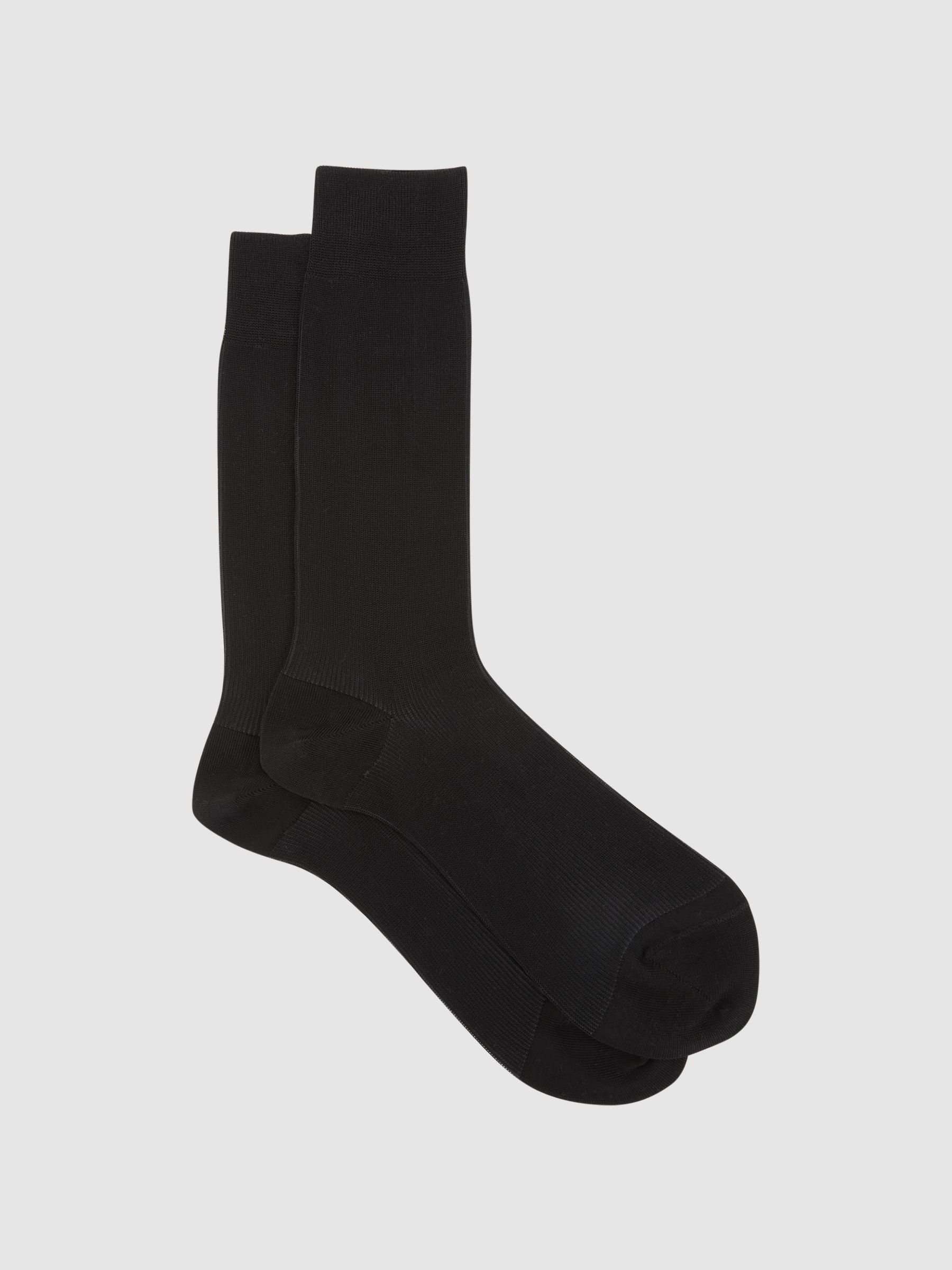 Two Tone Cotton Socks in Black - Image 1 of 4 Two Tone Cotton Socks in Black - Image 1 of 4