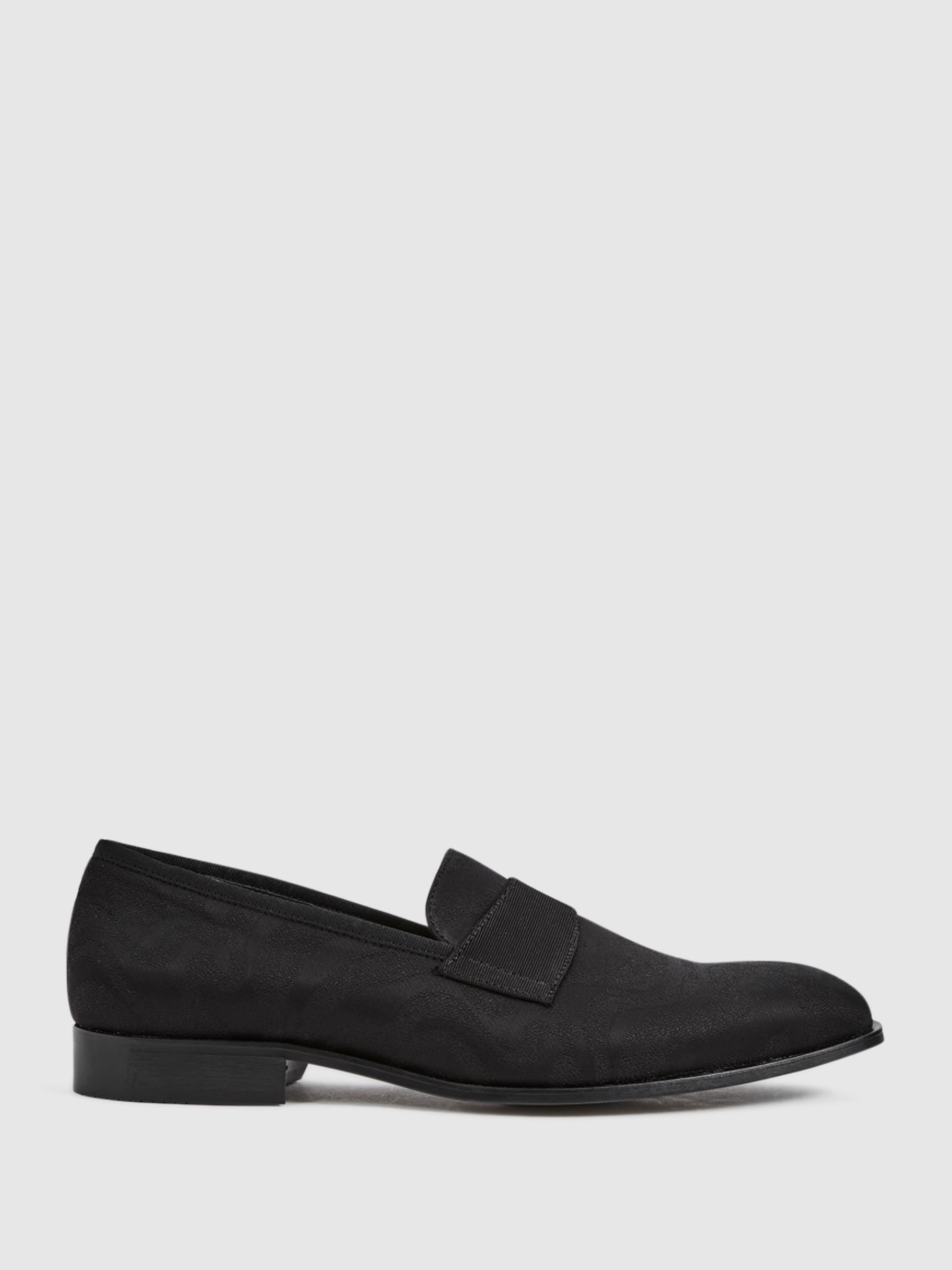 Slip-On Jacquard Loafers in Black - Image 1 of 6
