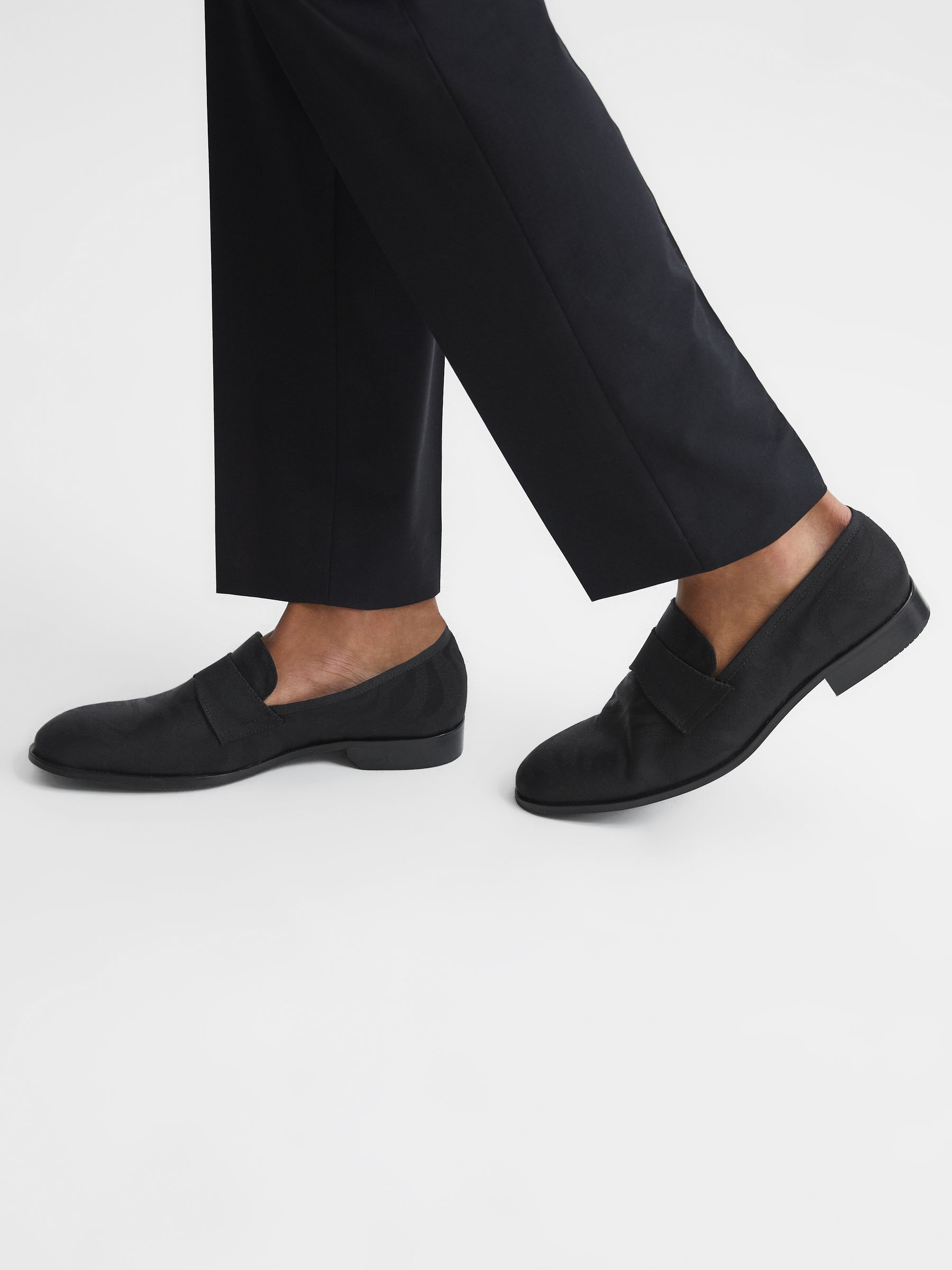 Slip-On Jacquard Loafers in Black - Image 3 of 6
