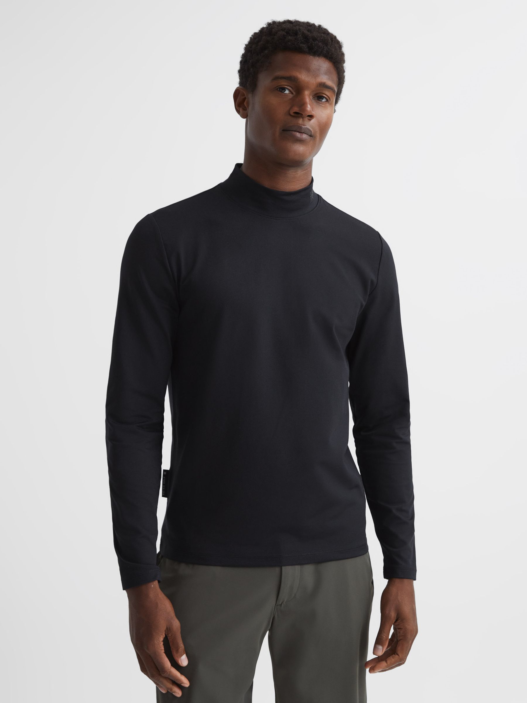 Stand Turtle Neck Jersey Top in Black - Image 1 of 5