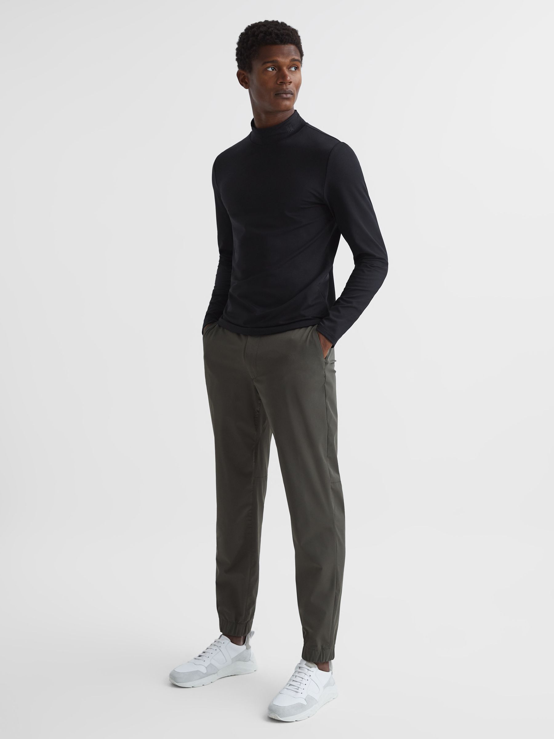 Stand Turtle Neck Jersey Top in Black - Image 3 of 5