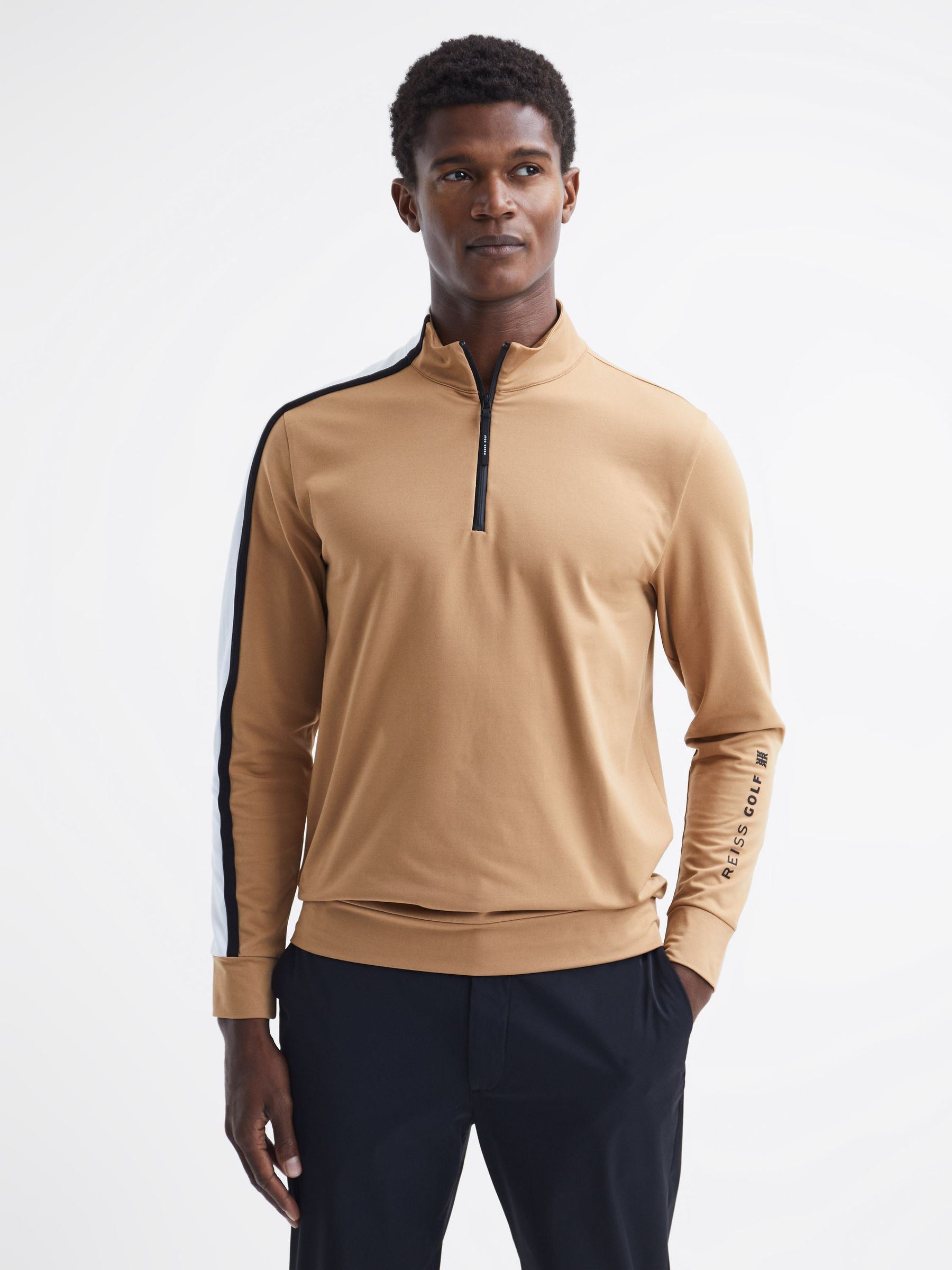 Half-Zip Golf Top in Camel - Image 1 of 6
