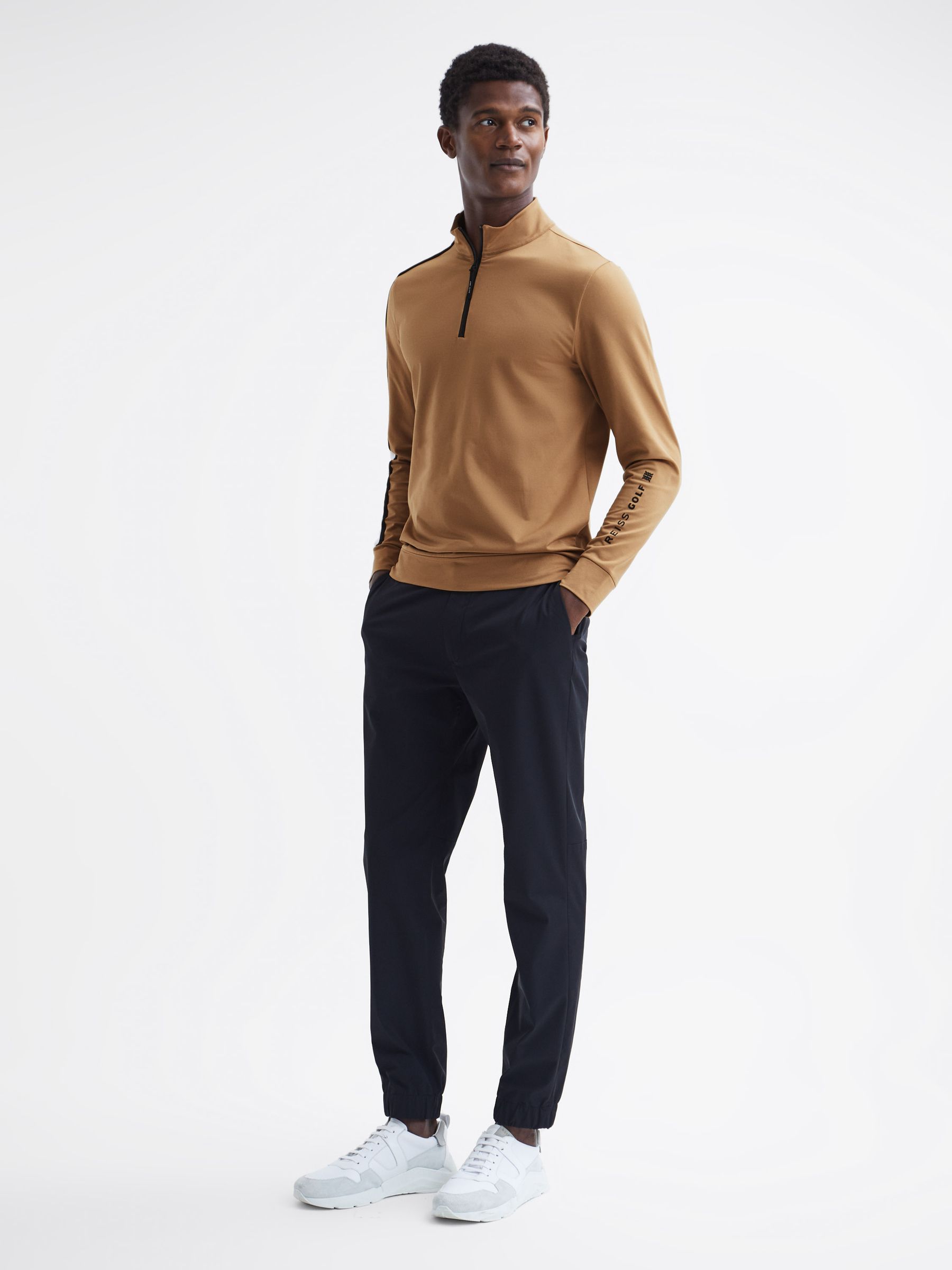 Half-Zip Golf Top in Camel - Image 3 of 6
