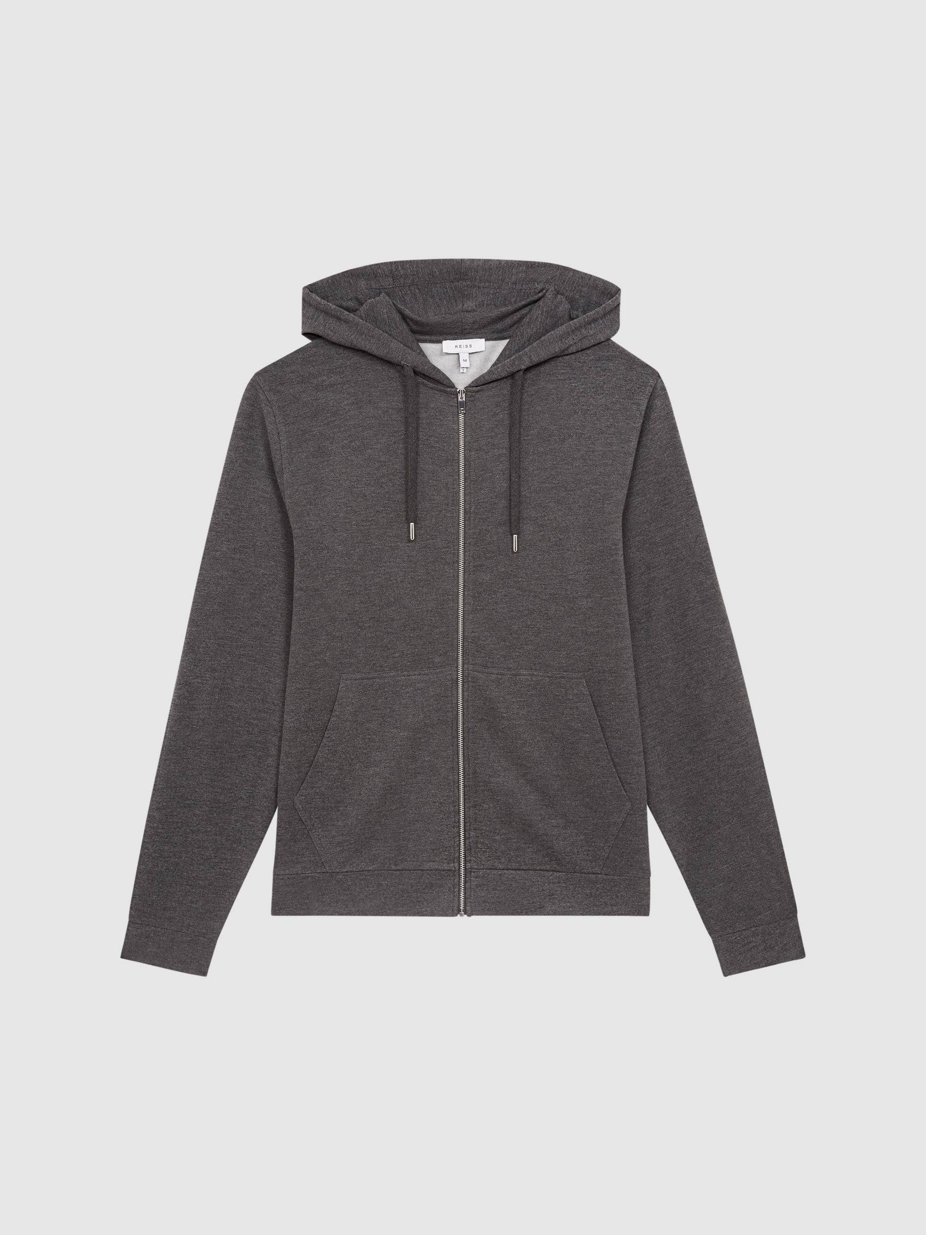 Melange Zip Through Hoodie in Dark Grey - Image 2 of 6