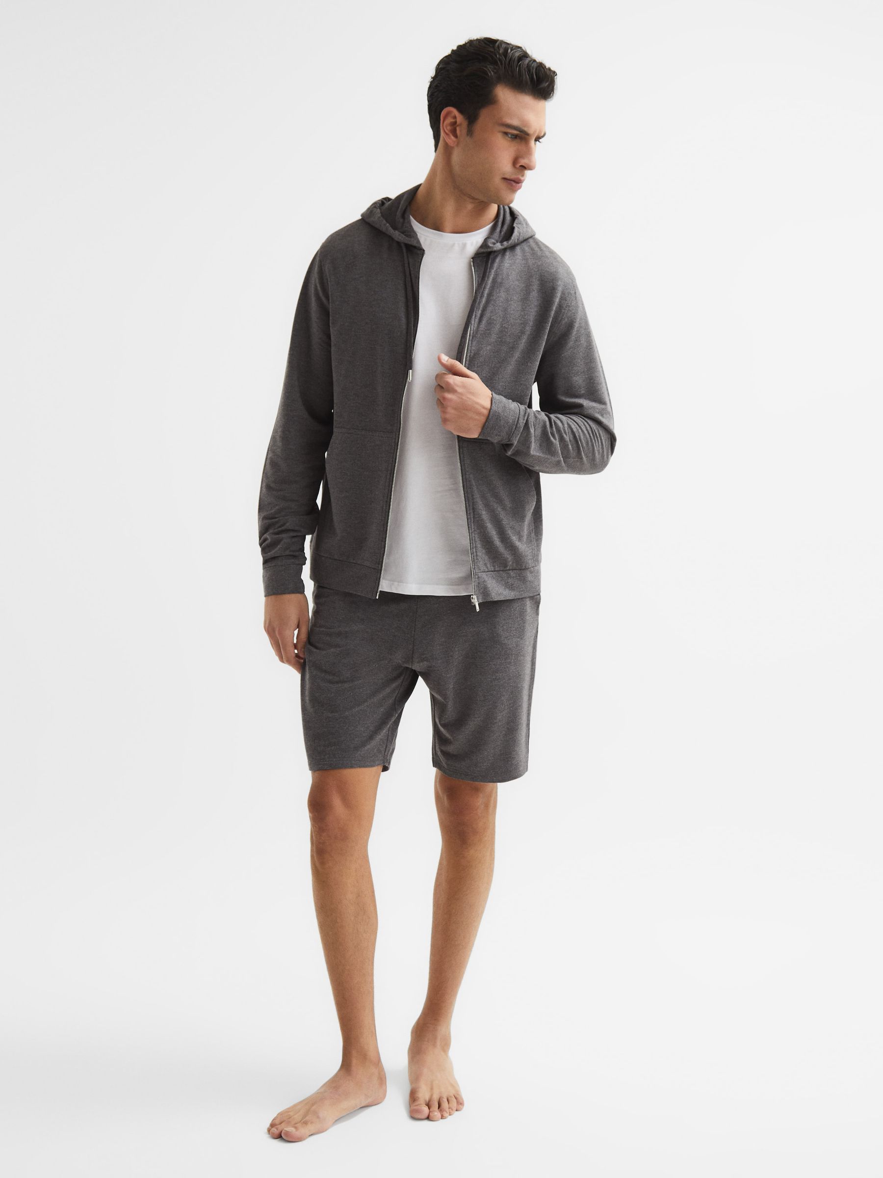 Melange Zip Through Hoodie in Dark Grey - Image 3 of 6