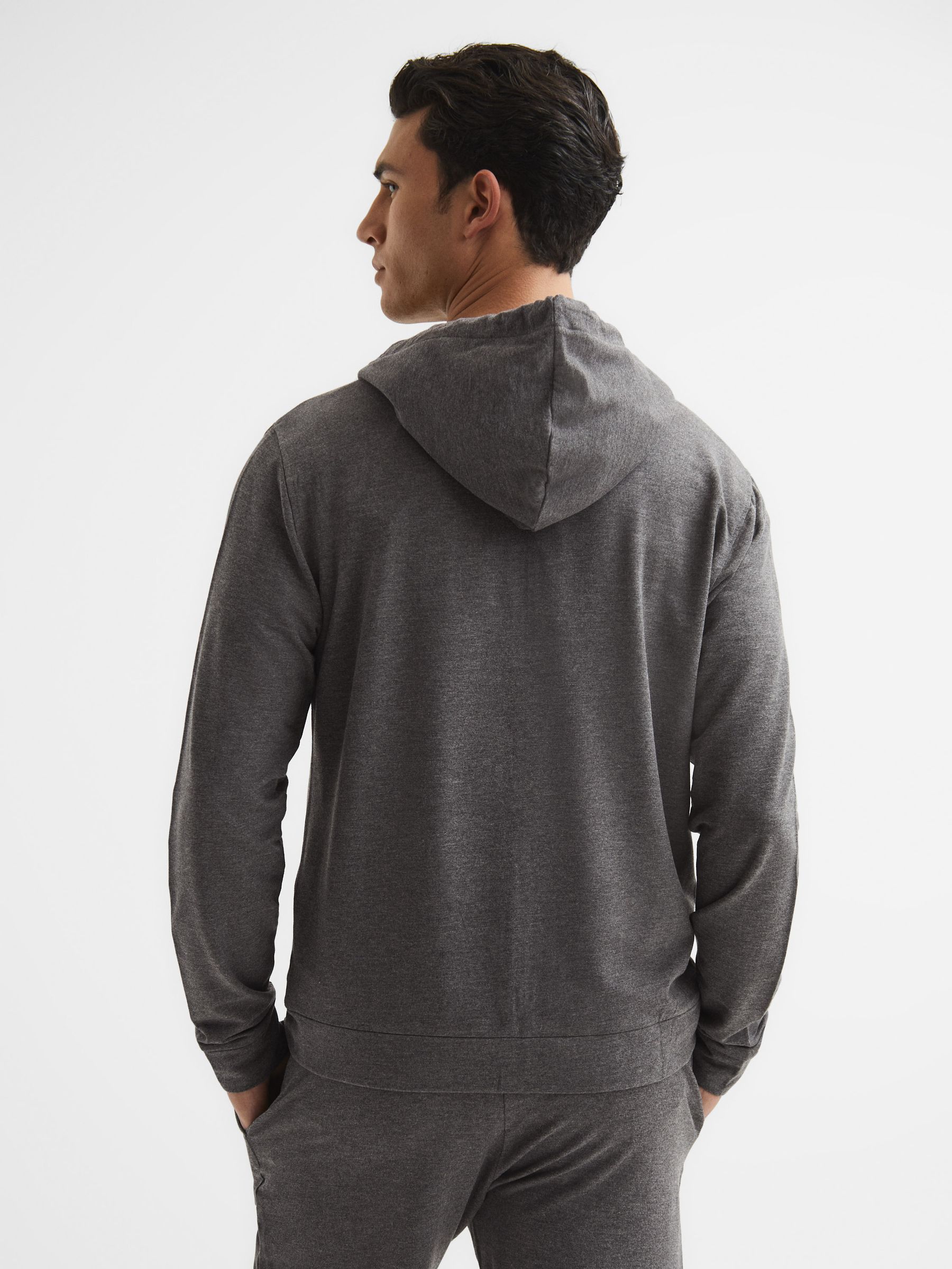 Melange Zip Through Hoodie in Dark Grey - Image 5 of 6