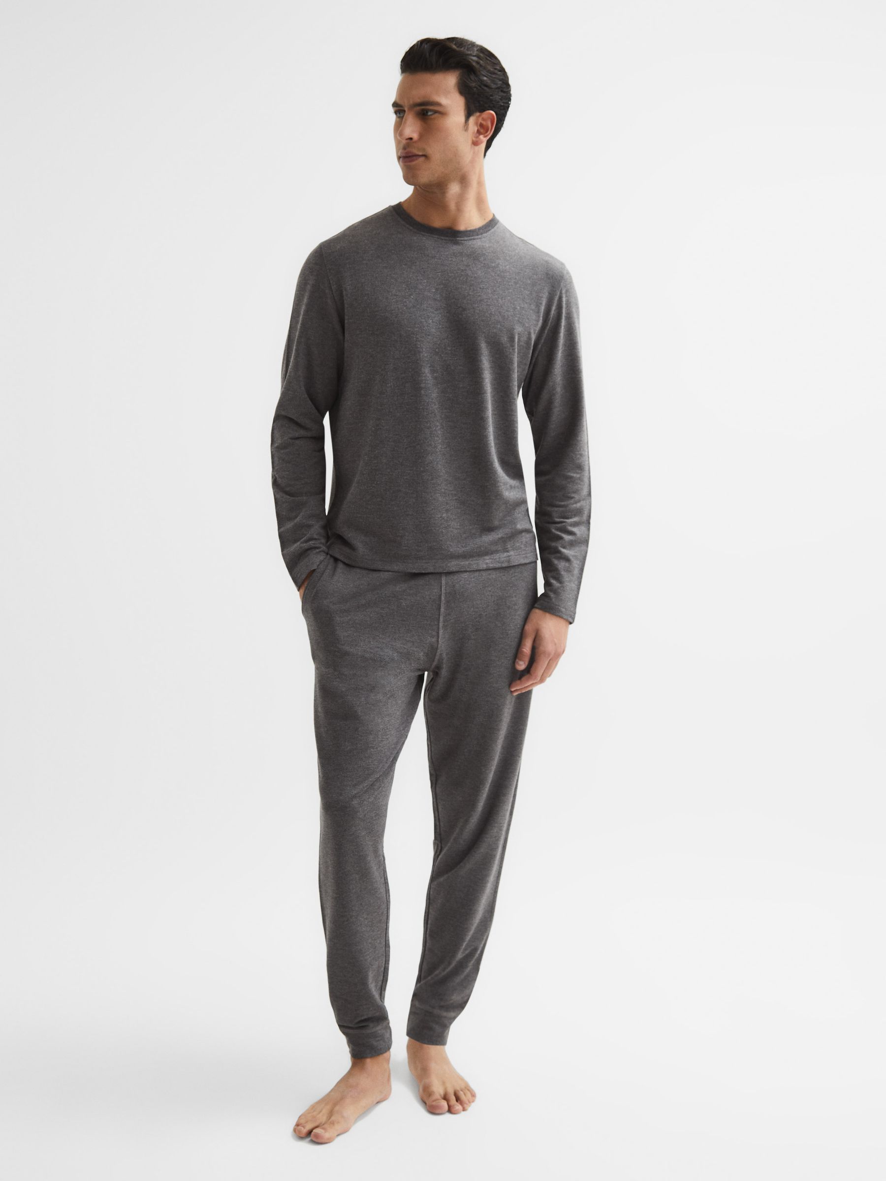Melange Crew Neck Jumper in Dark Grey Melange - Image 3 of 5