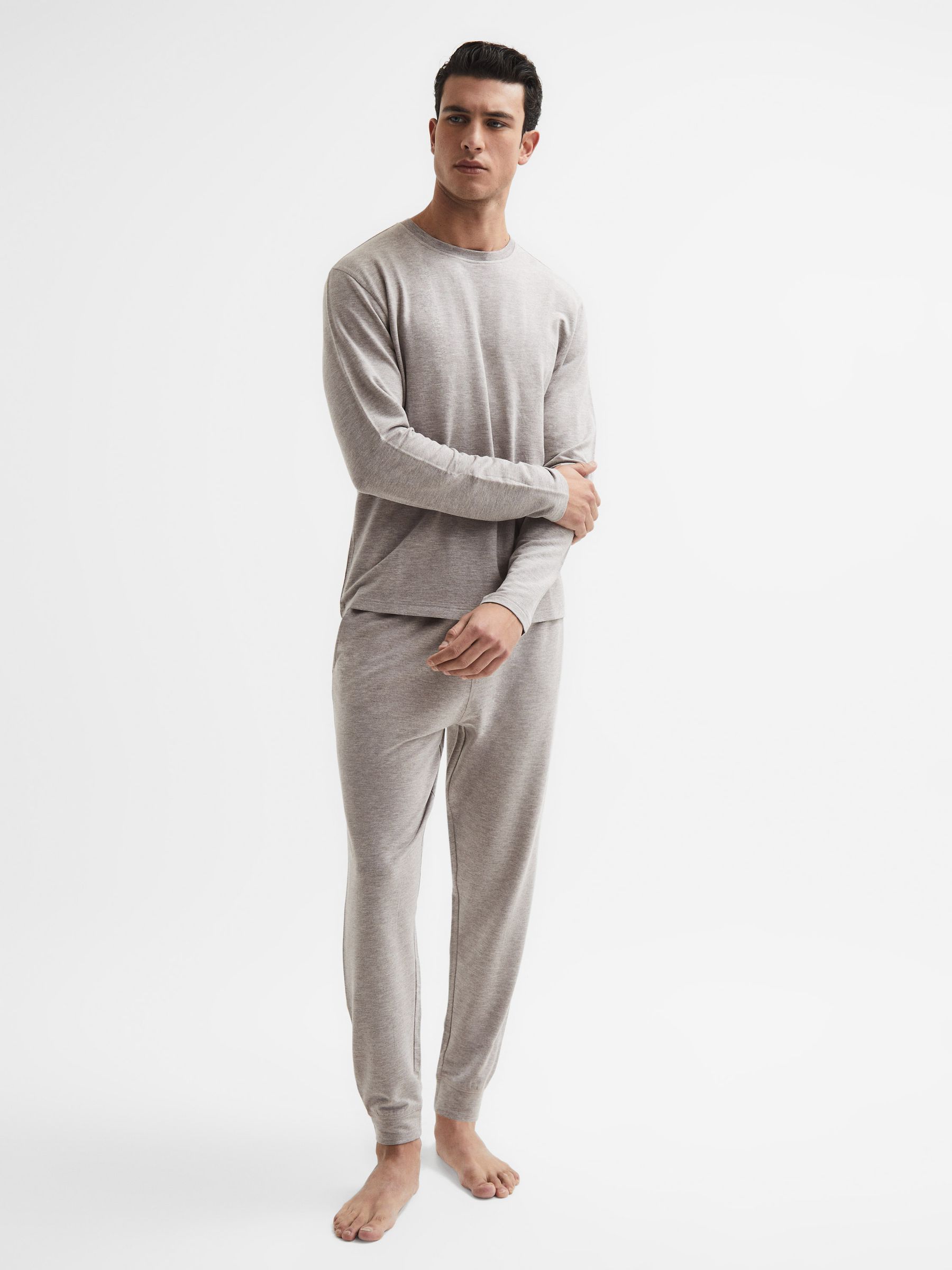 Melange Crew Neck Jumper in Taupe Melange - Image 3 of 5
