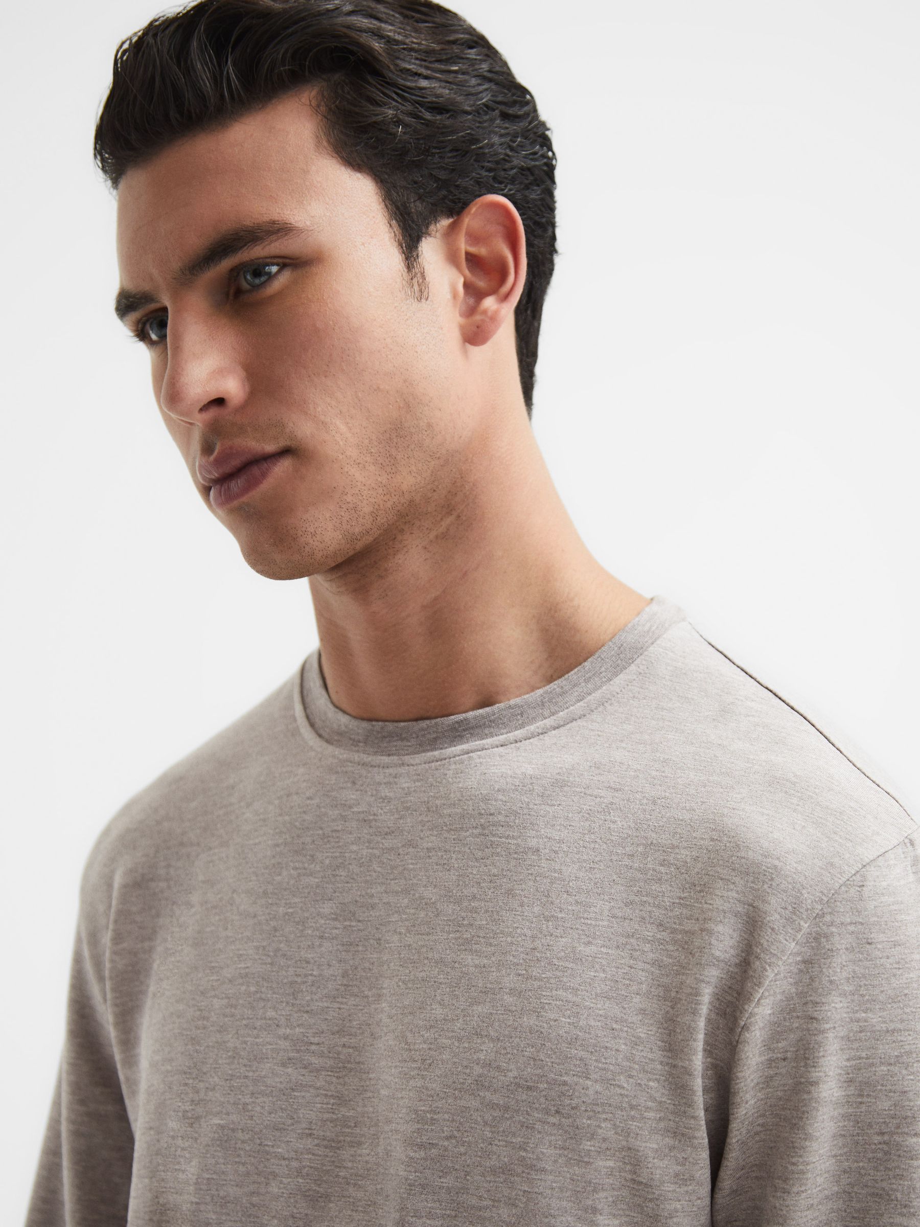 Melange Crew Neck Jumper in Taupe Melange - Image 4 of 5