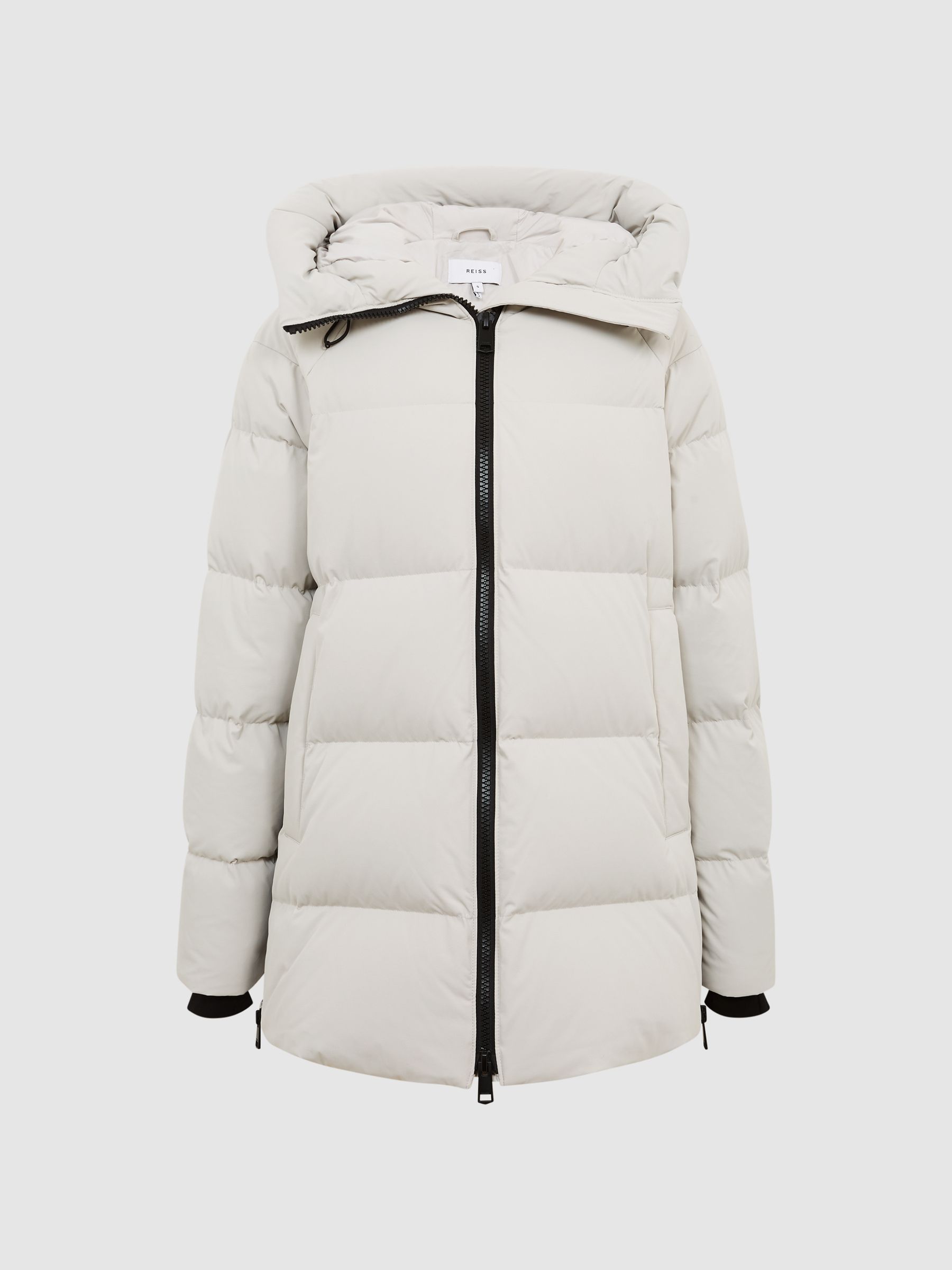 Mid Length Water Repellent Puffer Coat in Neutral - Image 2 of 8
