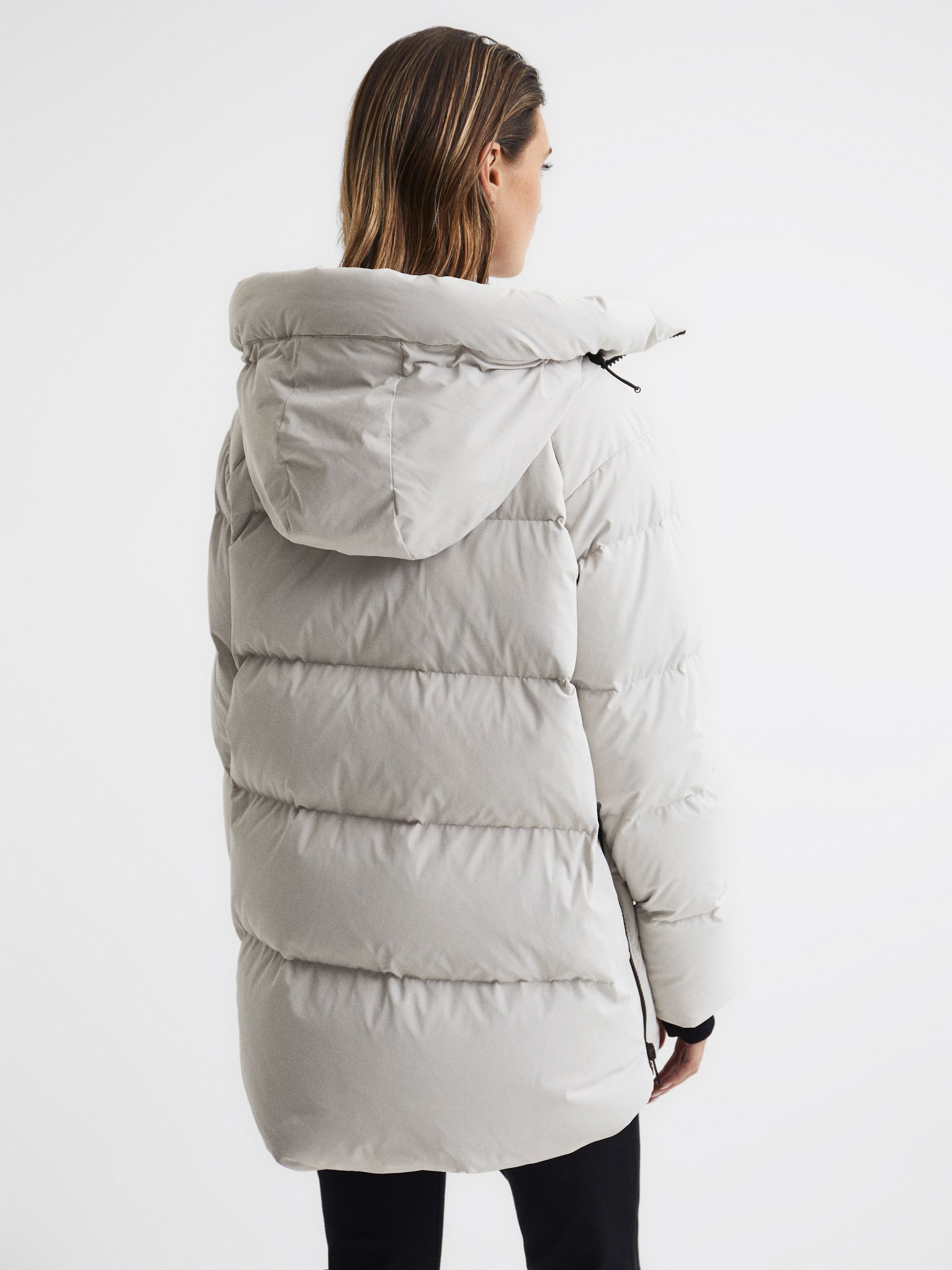 Mid Length Water Repellent Puffer Coat in Neutral - Image 5 of 8