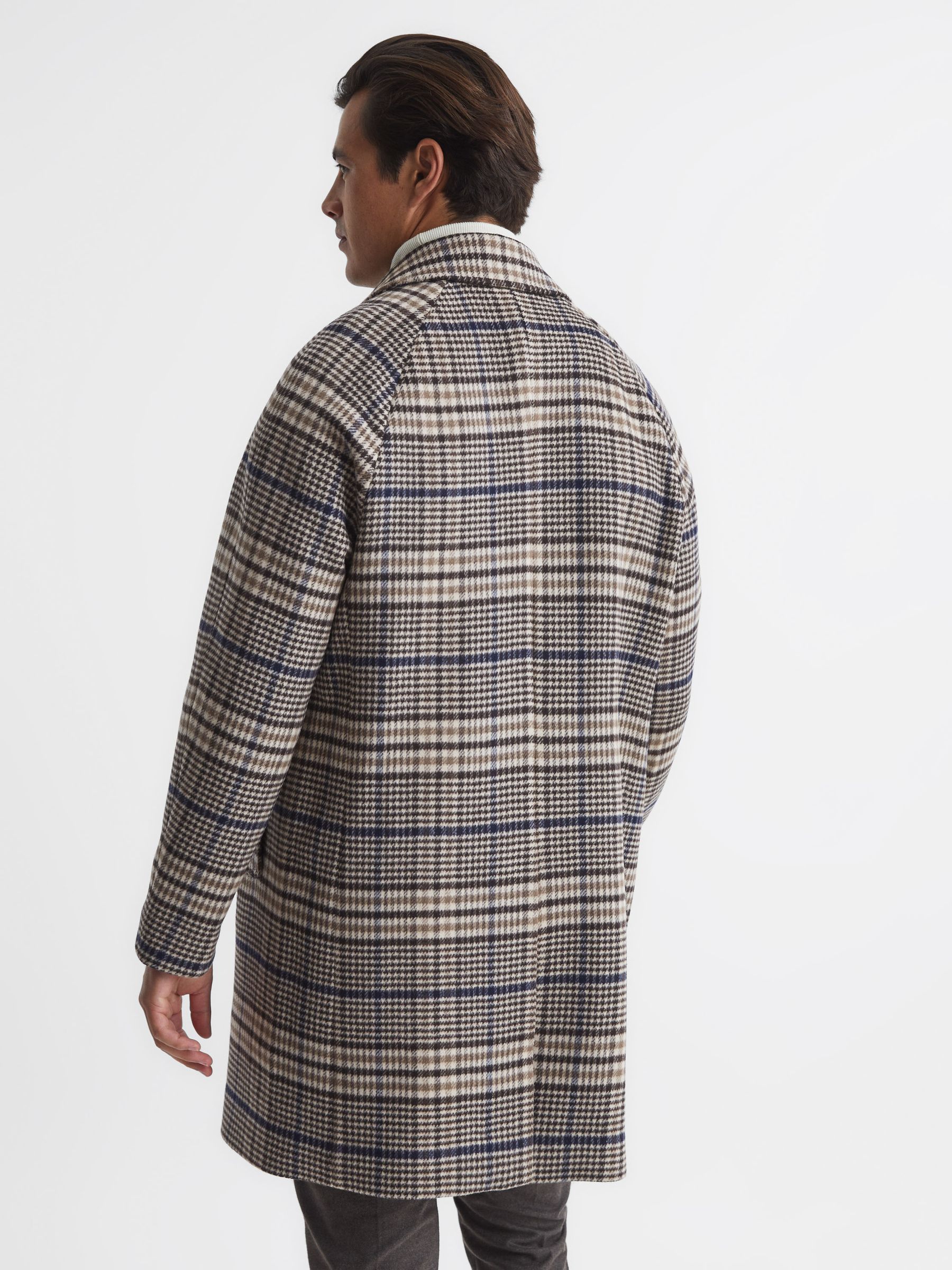 Wool Blend Raglan Check Coat in Brown Check - Image 5 of 7