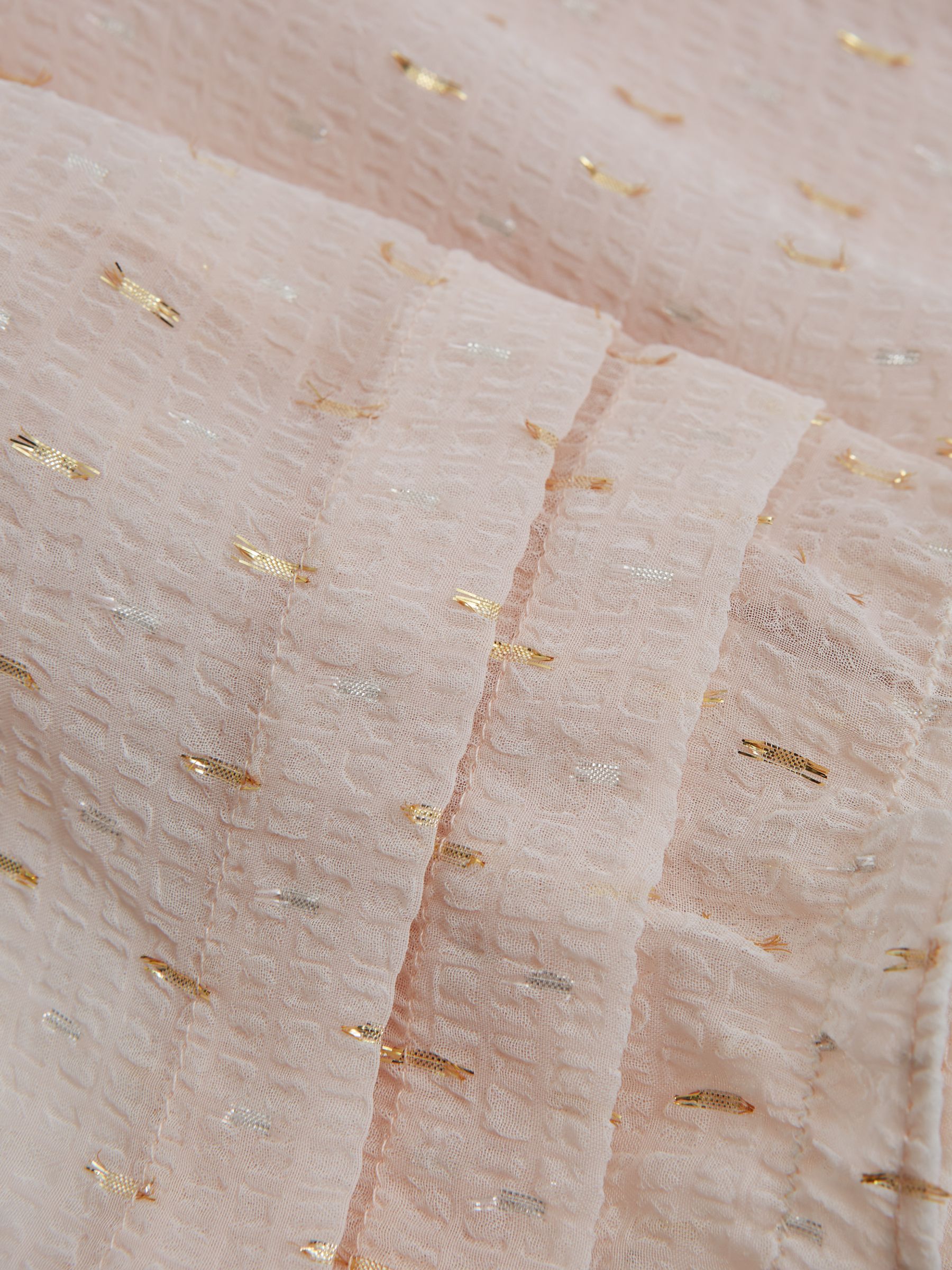 4-9 yrs Ruched Shoulder Metallic Detail Dress in Pink - Image 7 of 7