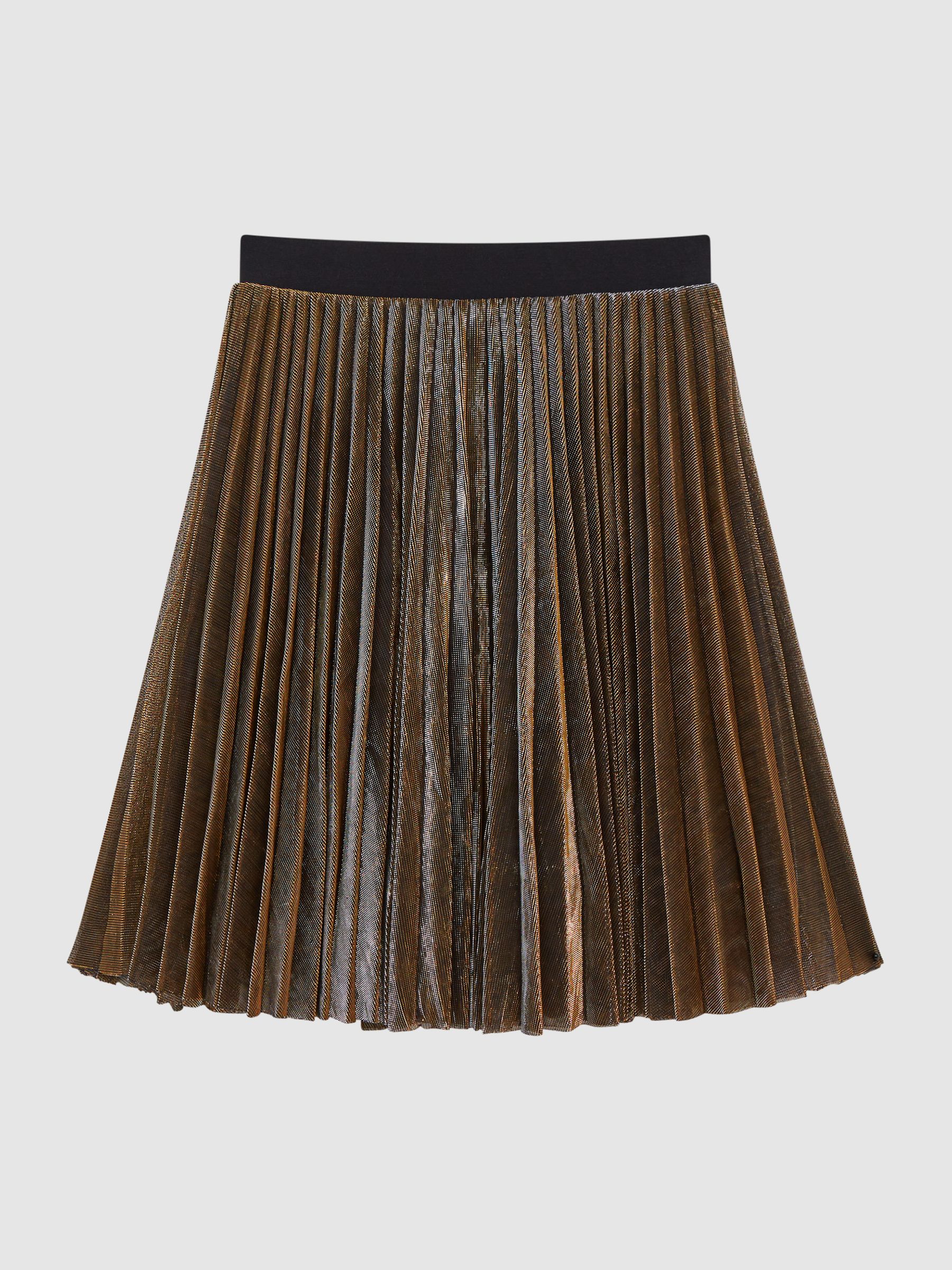 Senior Metallic Pleated Skirt in Gold/Black - Image 2 of 5
