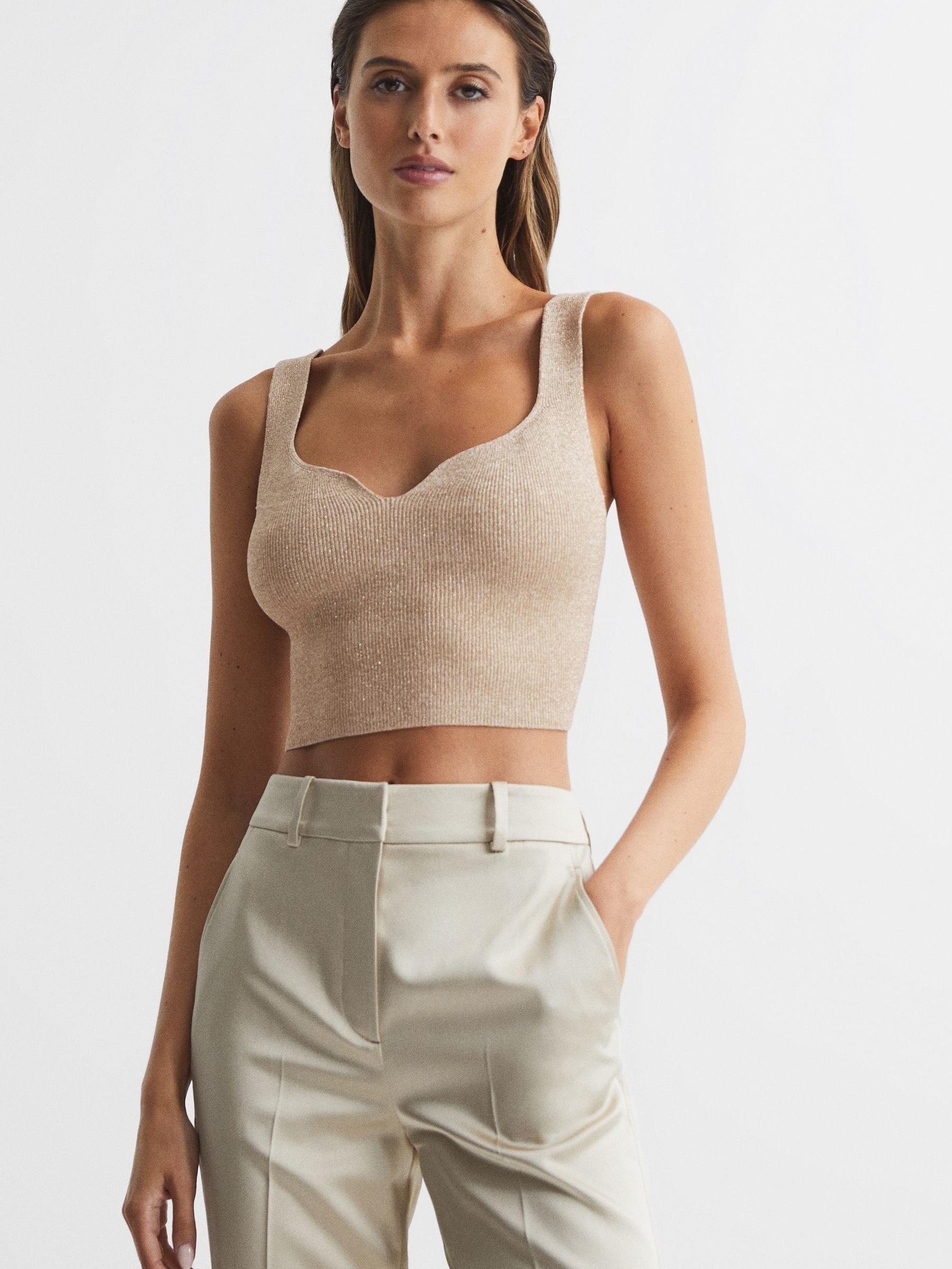 Reiss Claudia Chocolate Jersey Halter Neck Wide Leg Jumpsuit