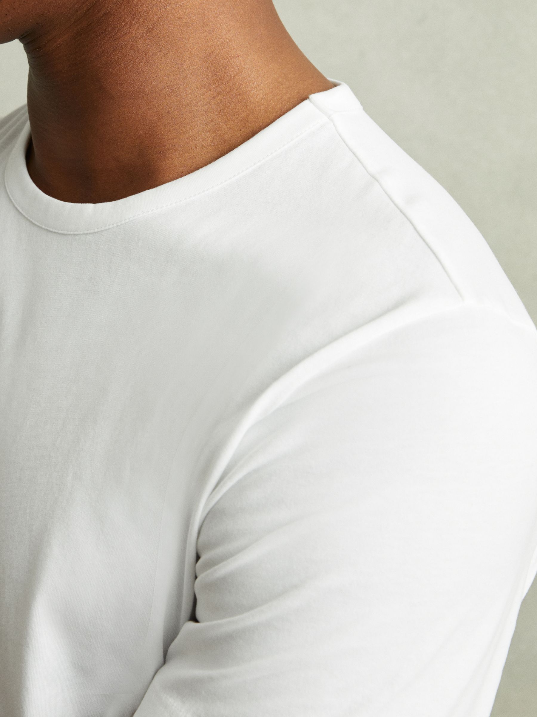 Cotton Crew Neck T-Shirt in Optic White - image 3