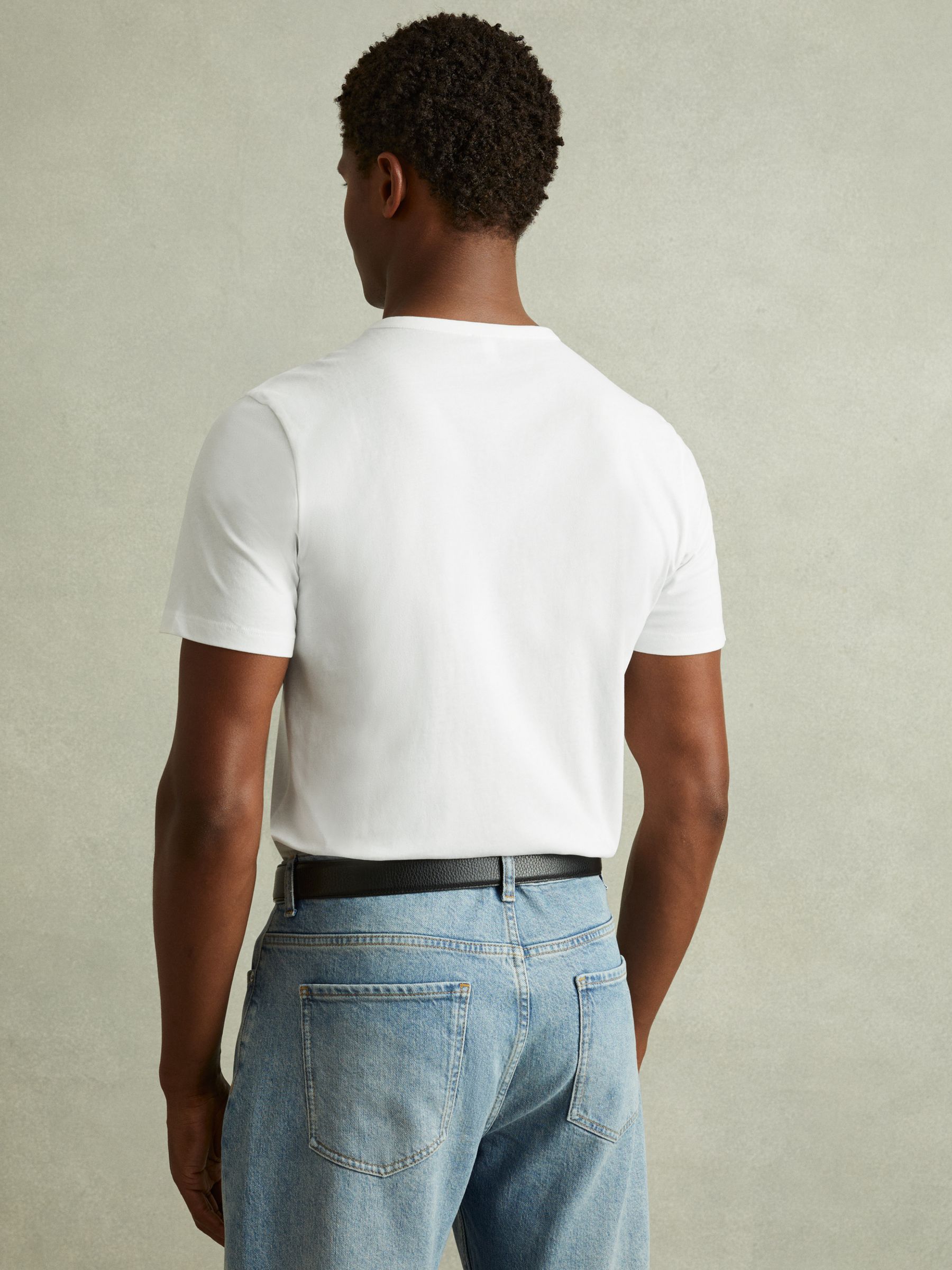 Cotton Crew Neck T-Shirt in Optic White - image 4