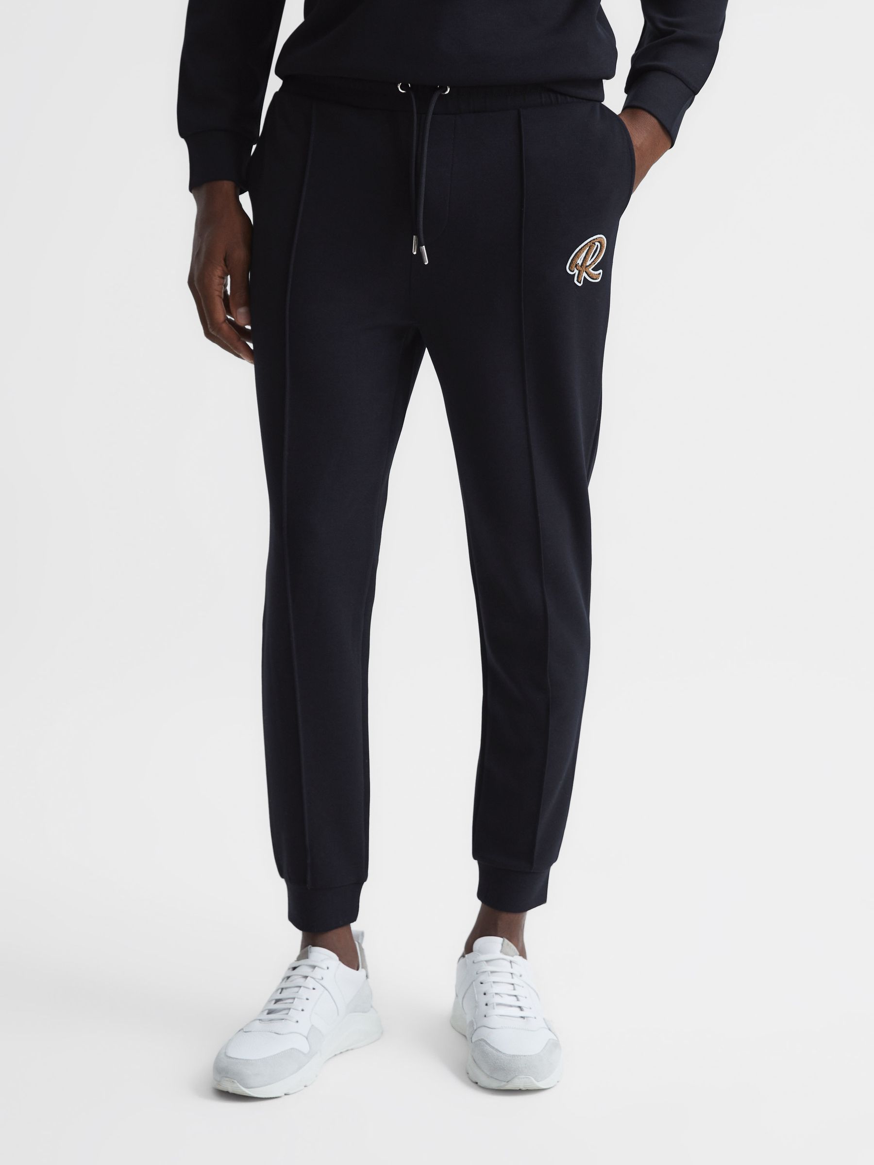 Logo Drawstring Loungewear Joggers in Navy - Image 1 of 5 Logo Drawstring Loungewear Joggers in Navy - Image 1 of 5