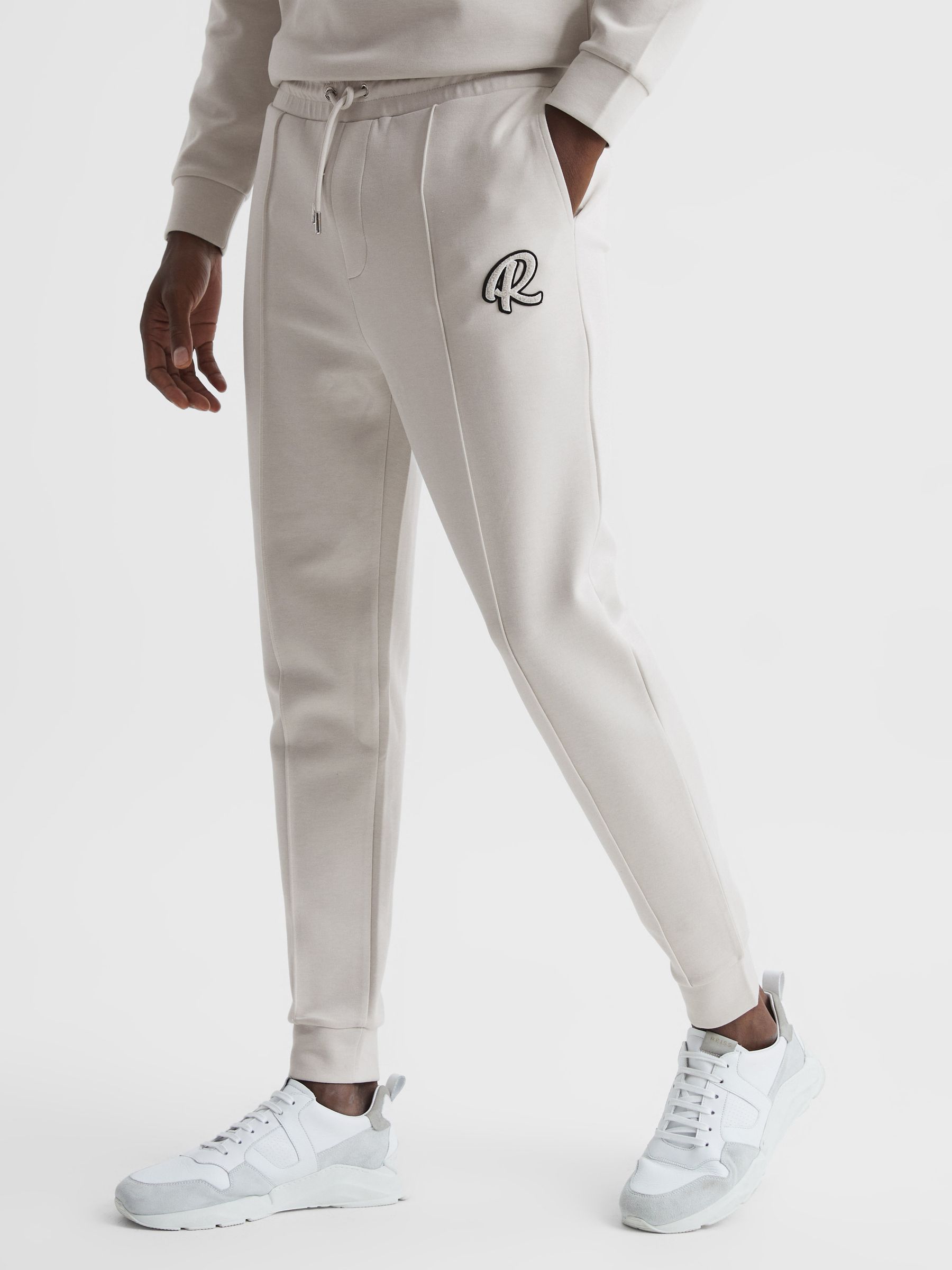 Logo Drawstring Loungewear Joggers in Off White - Image 1 of 6