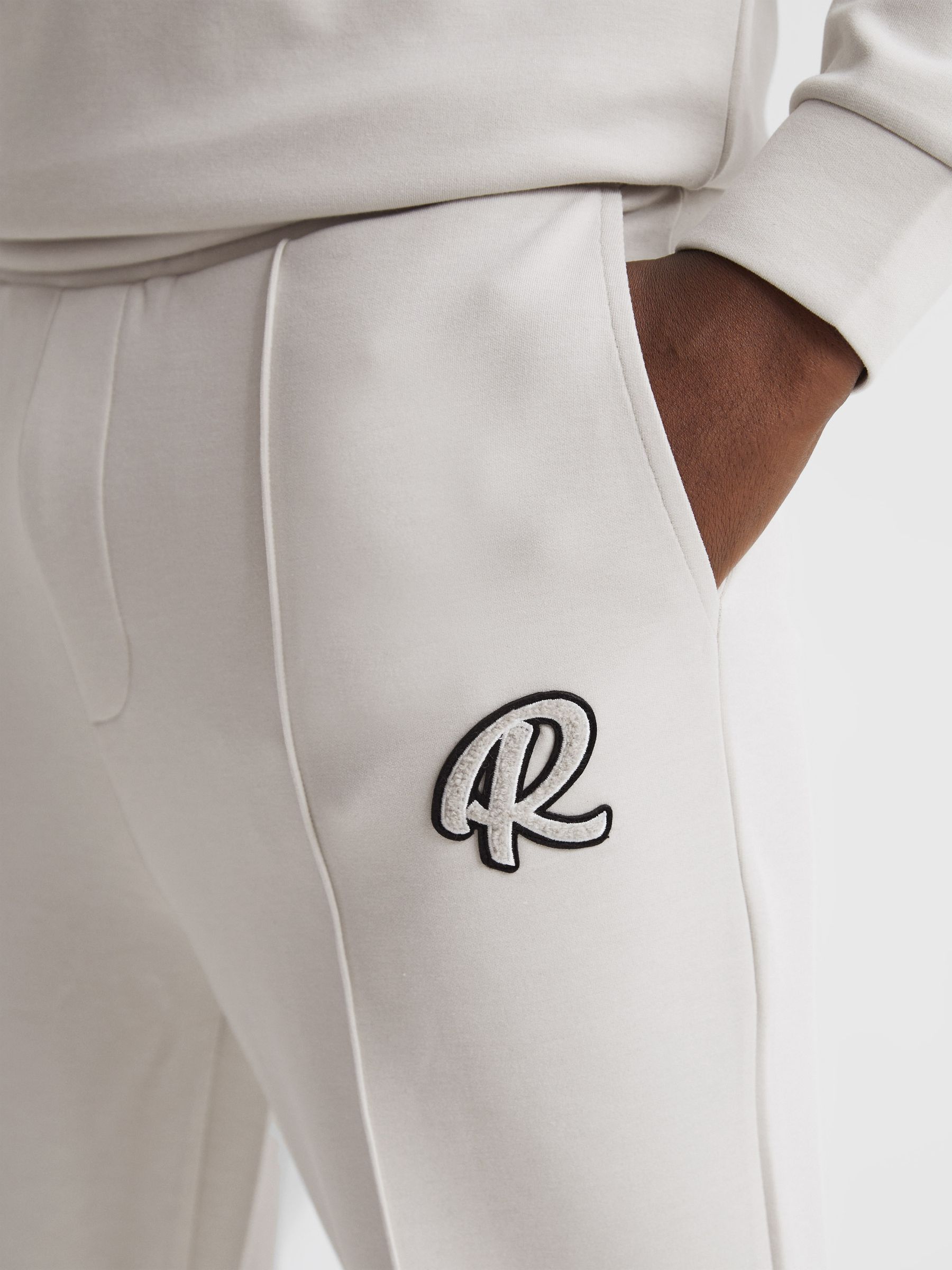 Logo Drawstring Loungewear Joggers in Off White - Image 4 of 6