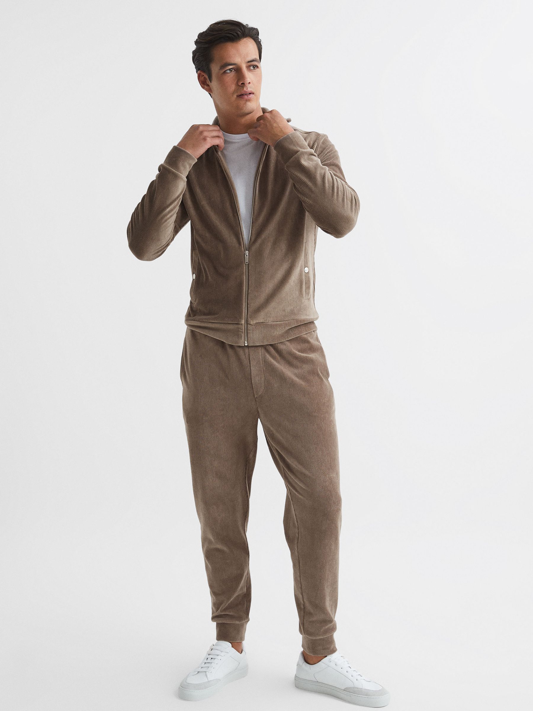 Corduroy Track Jacket in Mocha - Image 3 of 6