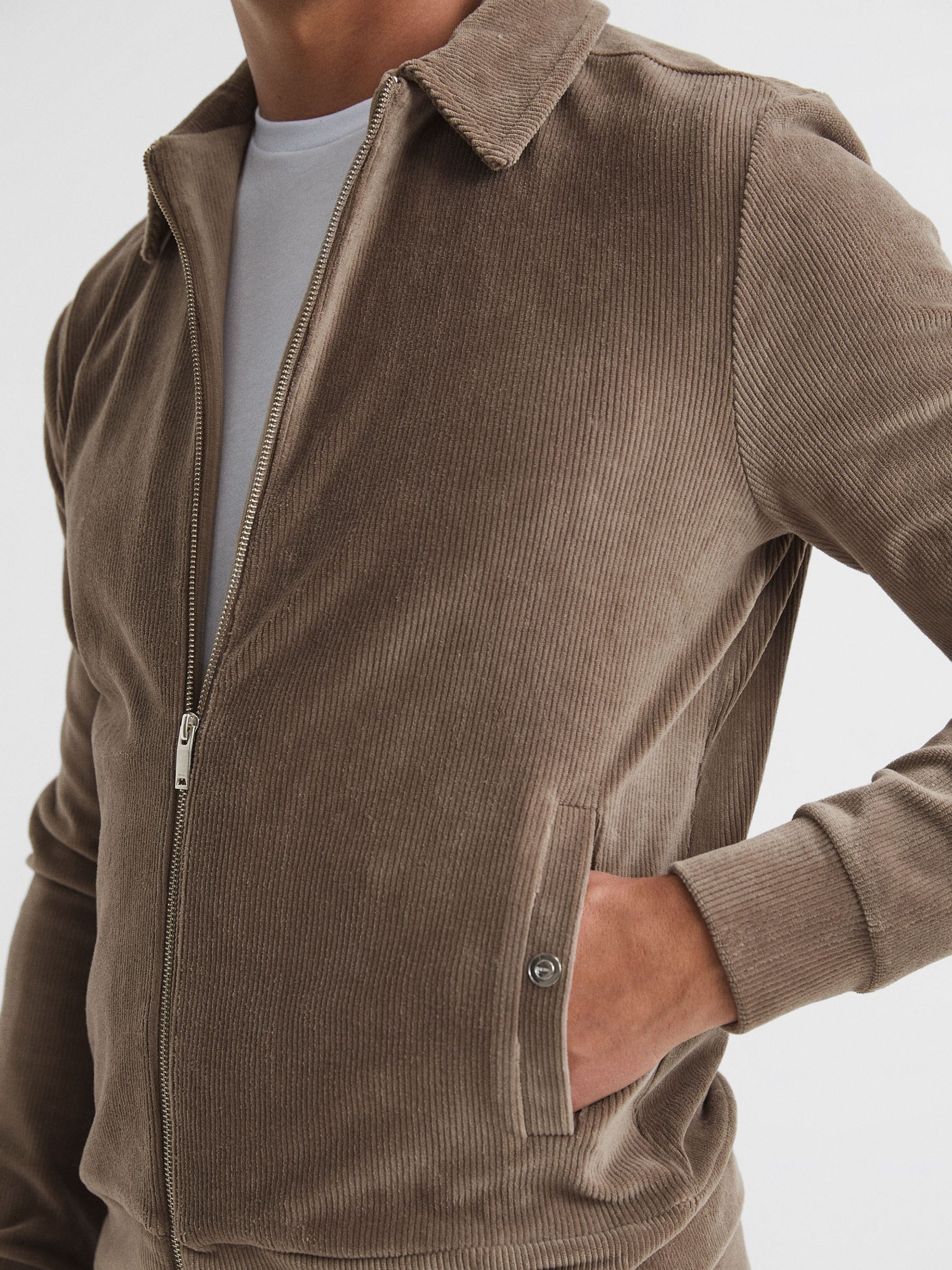 Corduroy Track Jacket in Mocha - Image 4 of 6