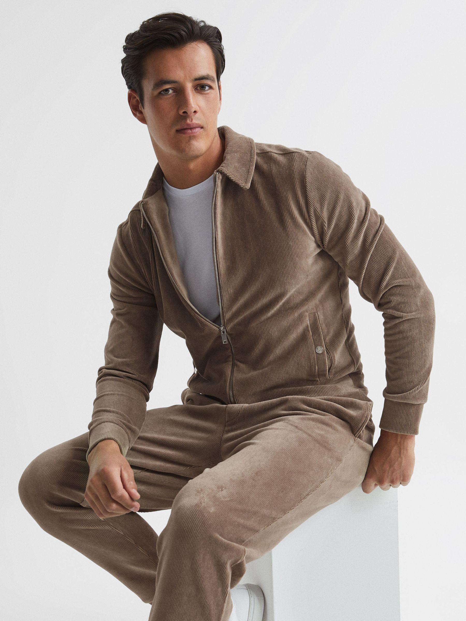 Corduroy Track Jacket in Mocha - Image 6 of 6