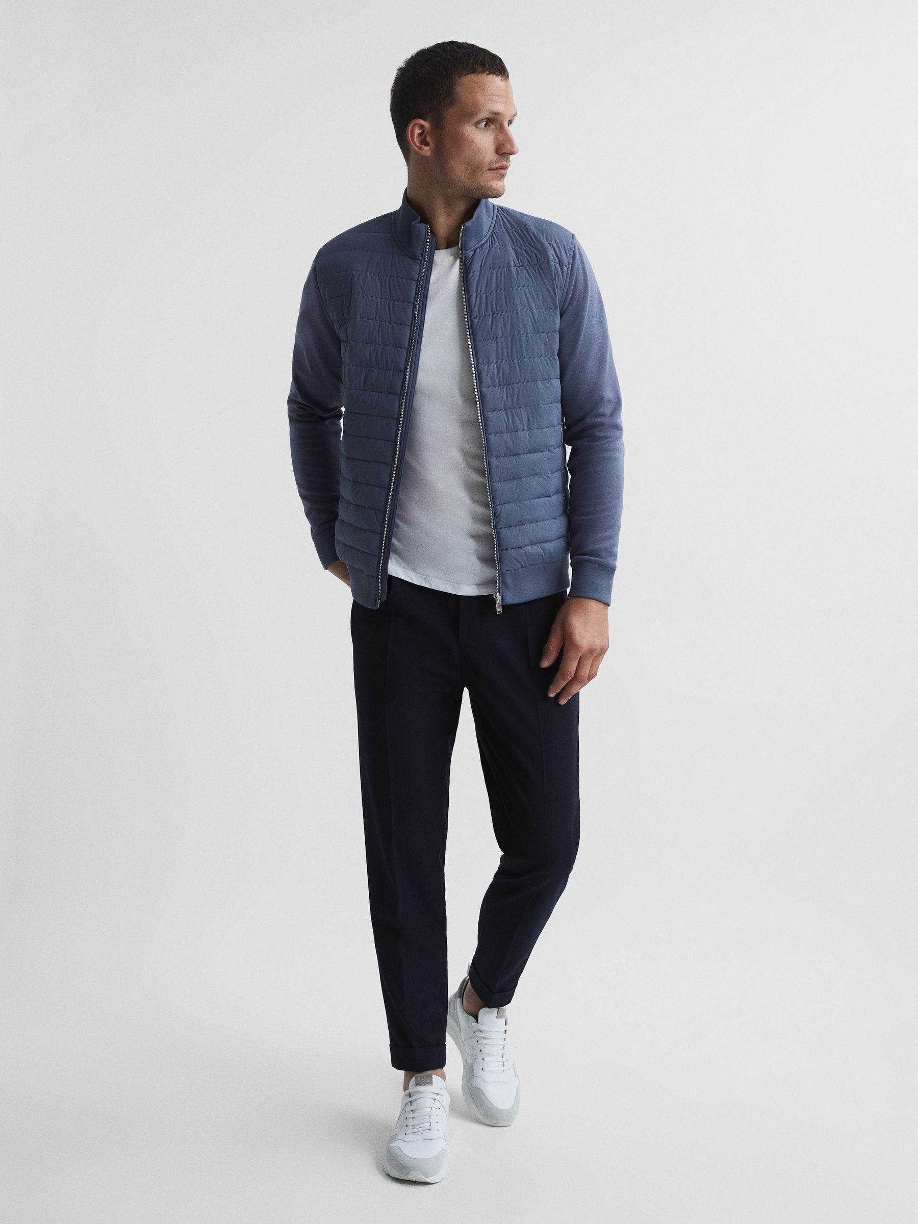 Quilted Hybrid Jacket in Airforce Blue - Image 3 of 7