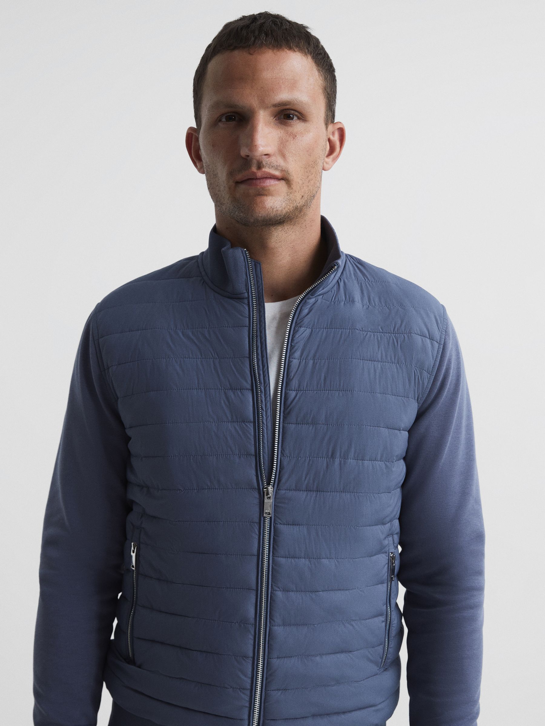 Quilted Hybrid Jacket in Airforce Blue - Image 6 of 7