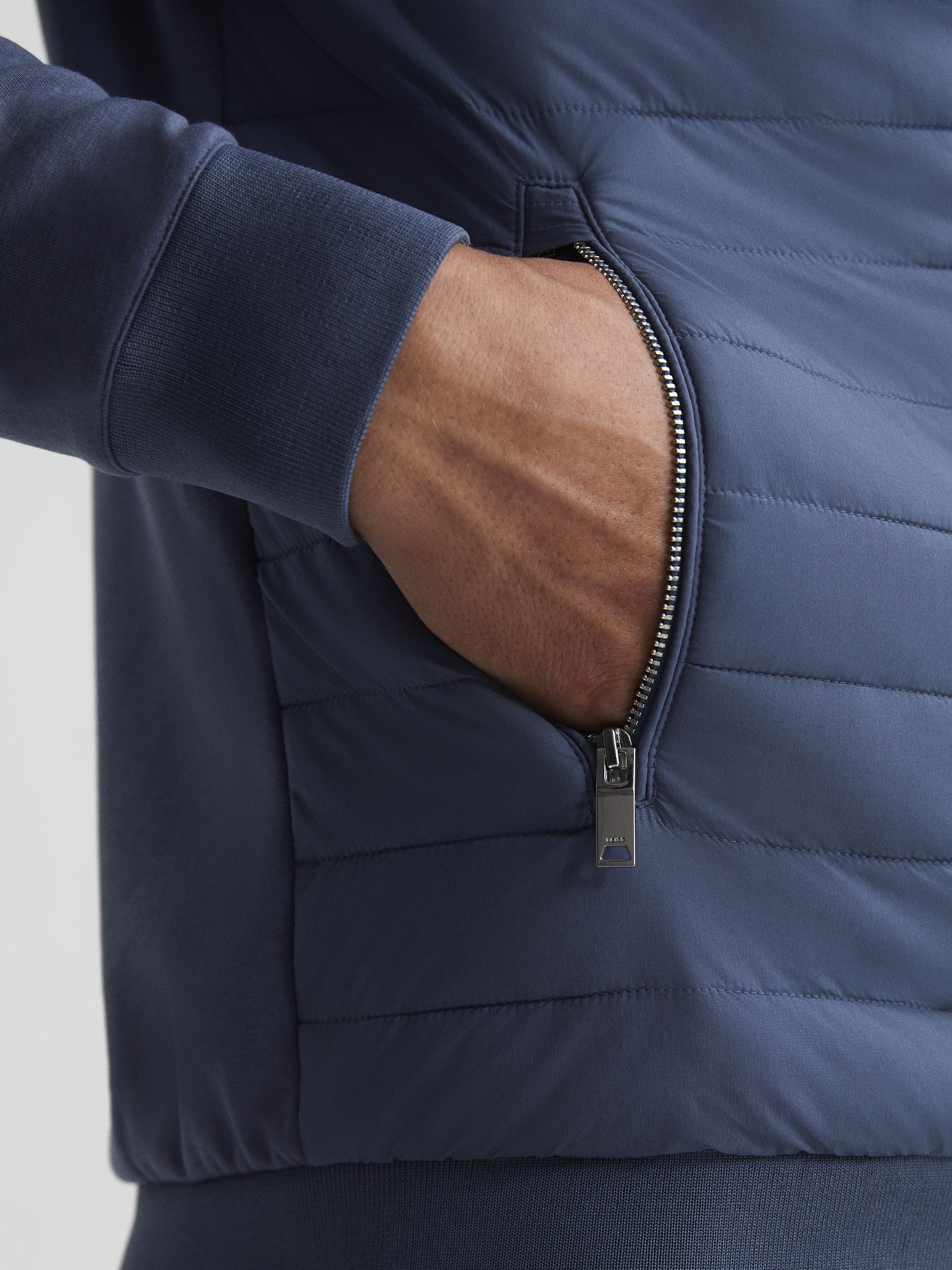 Quilted Hybrid Jacket in Airforce Blue - Image 7 of 7
