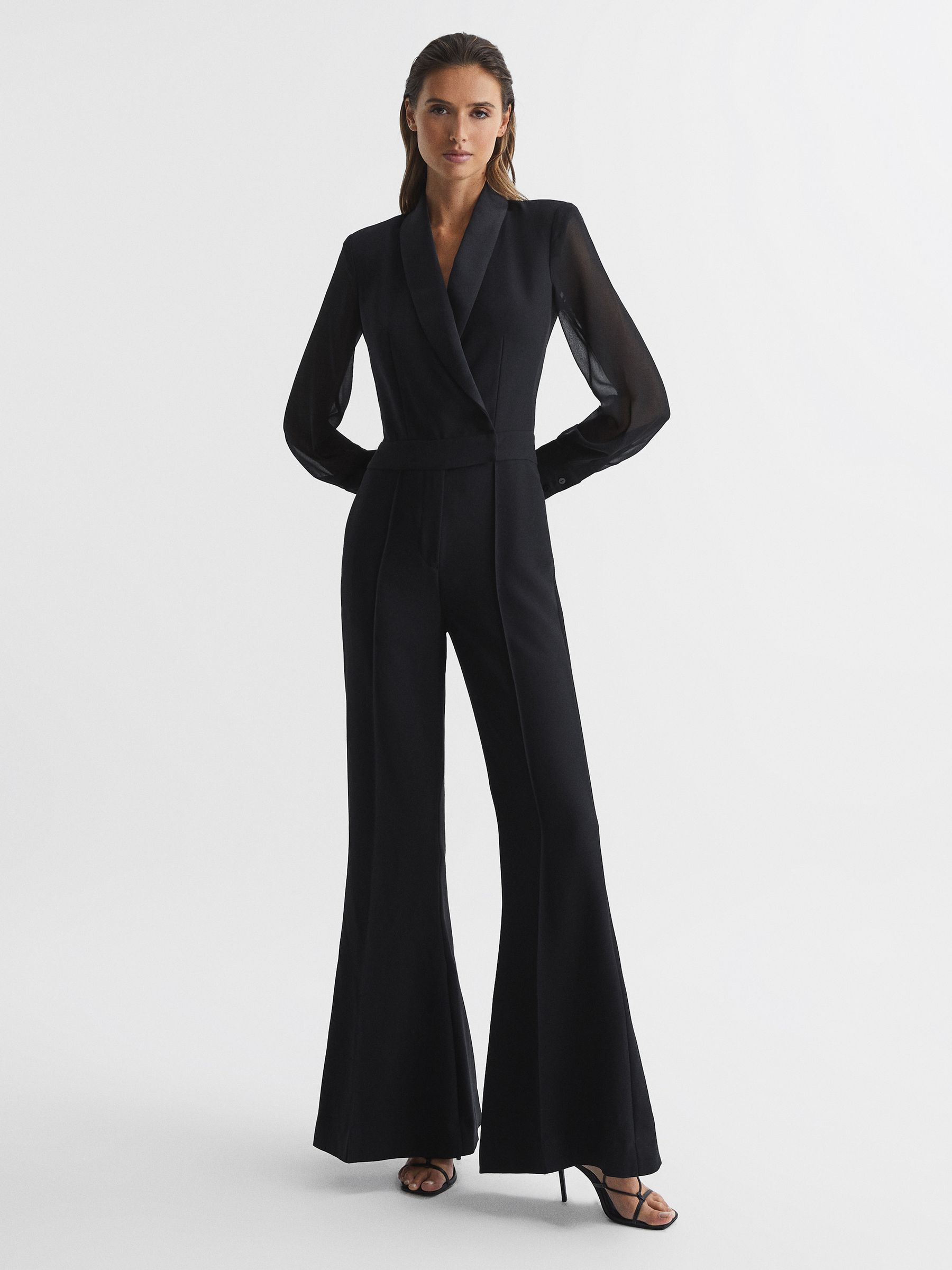 Petite Tuxedo Jumpsuit in Black - Image 3 of 10