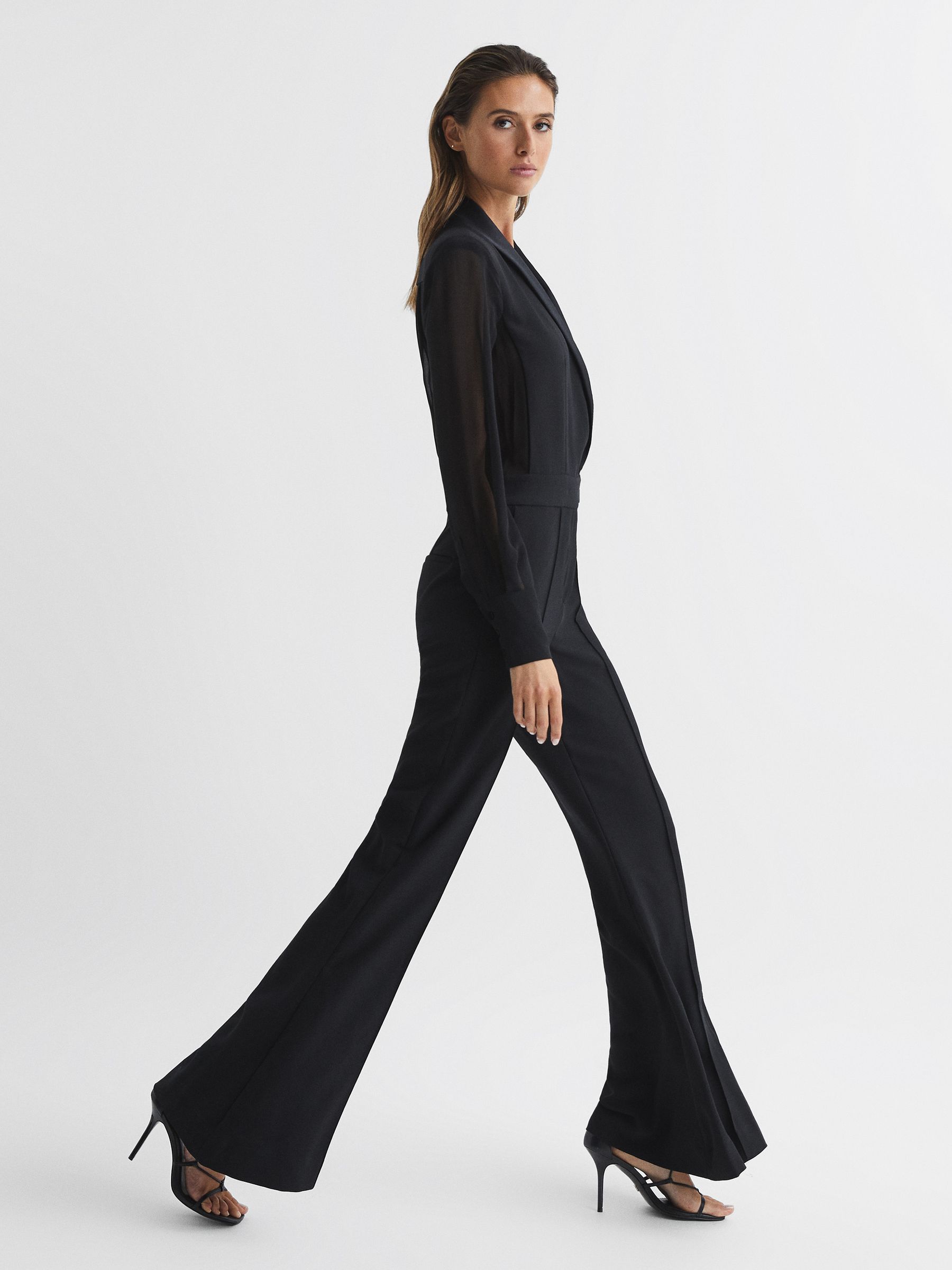 Petite Tuxedo Jumpsuit in Black - Image 8 of 10