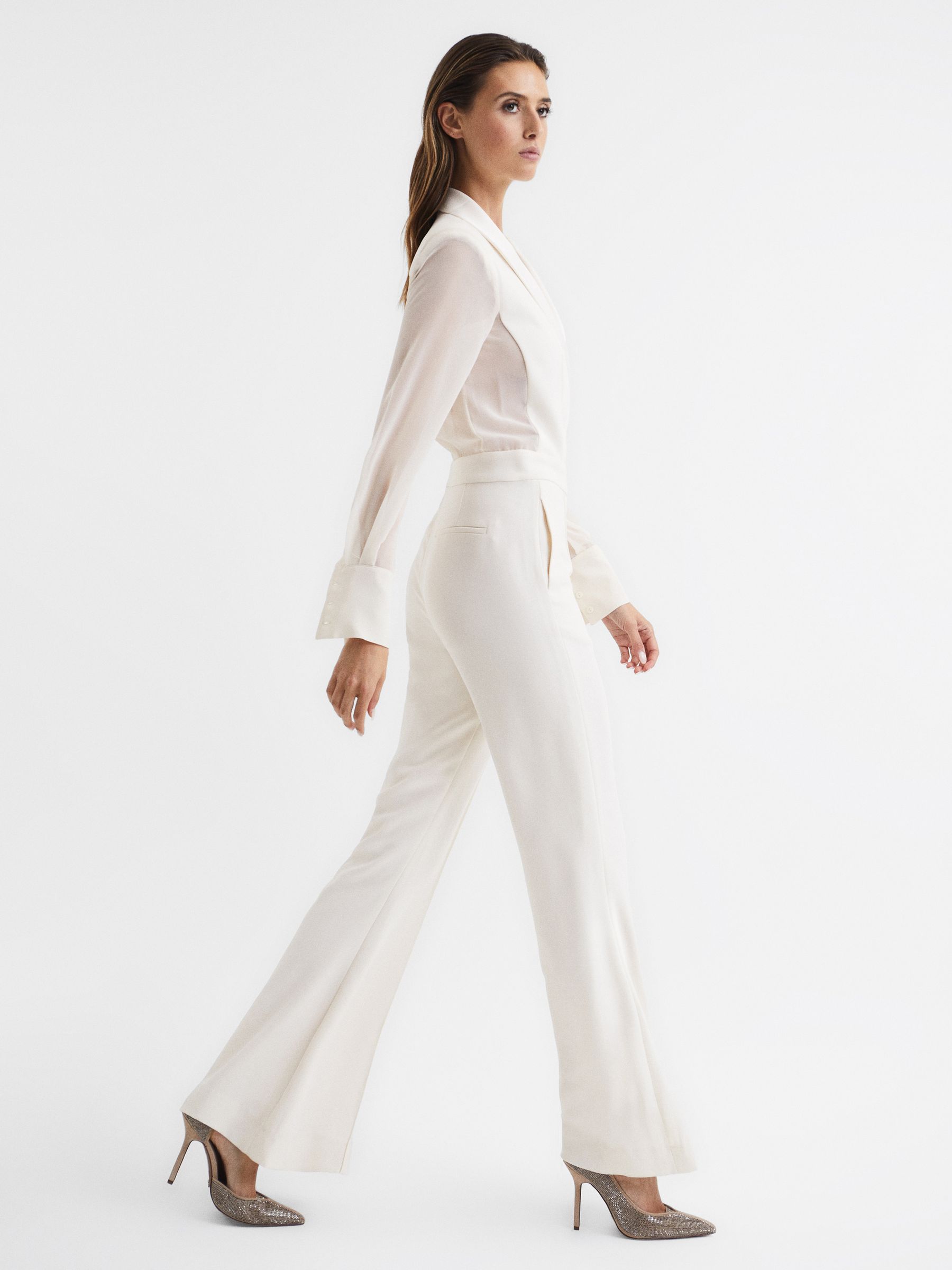 Petite Tuxedo Jumpsuit in Ivory - Image 4 of 8